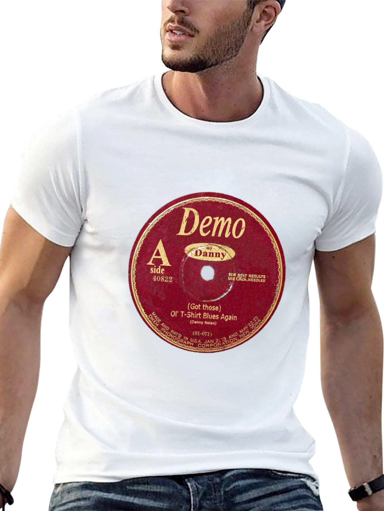 Black Retro Vinyl Record Graphic T-Shirt view 13