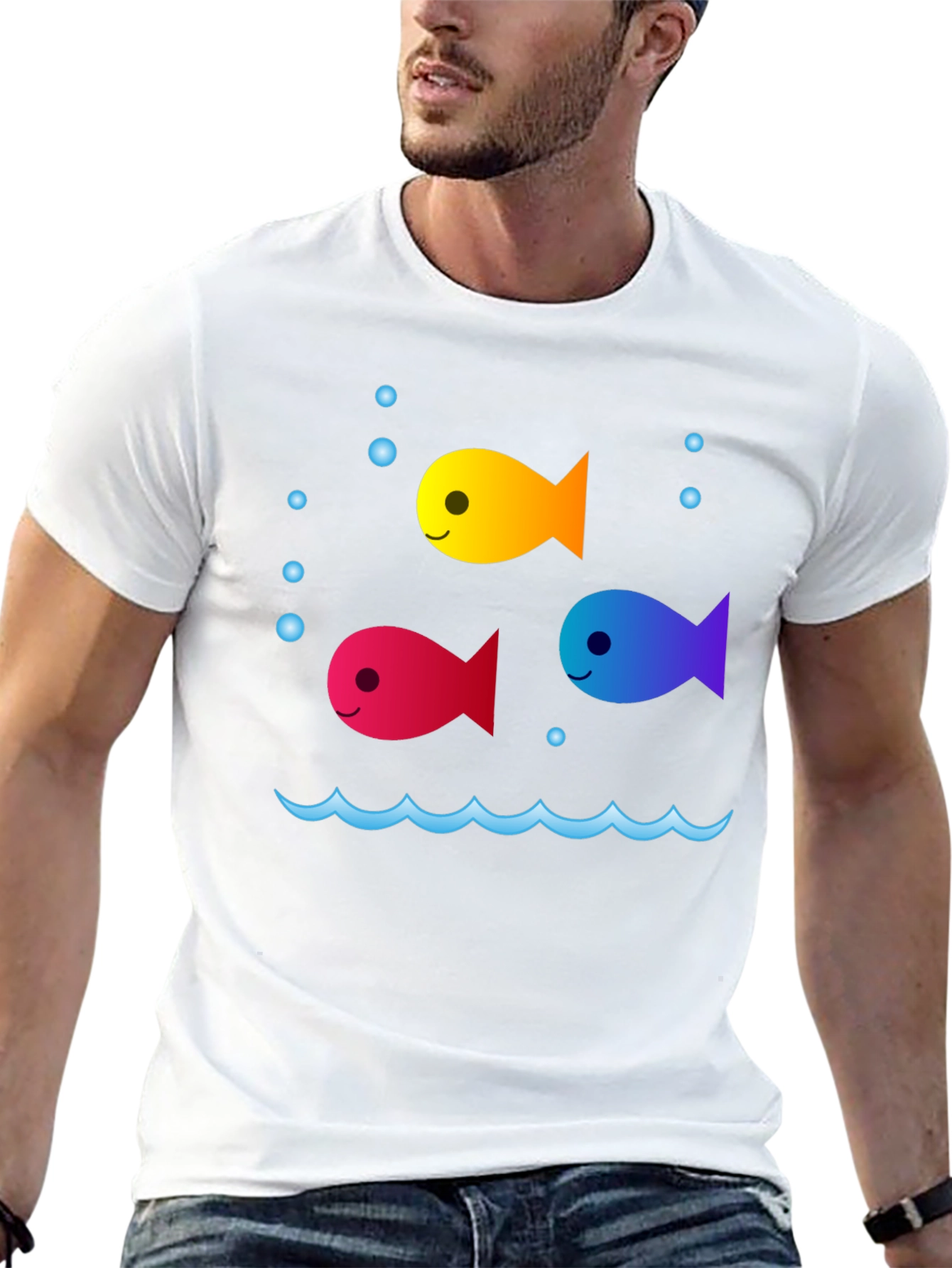 Black Whimsical Fish Graphic Tee - Black Cotton Comfort view 13