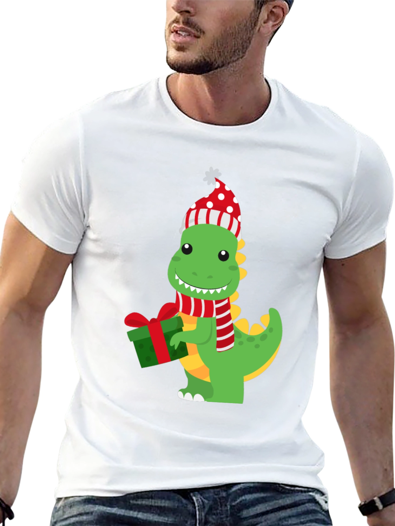 Black Festive Dino Graphic Tee view 13
