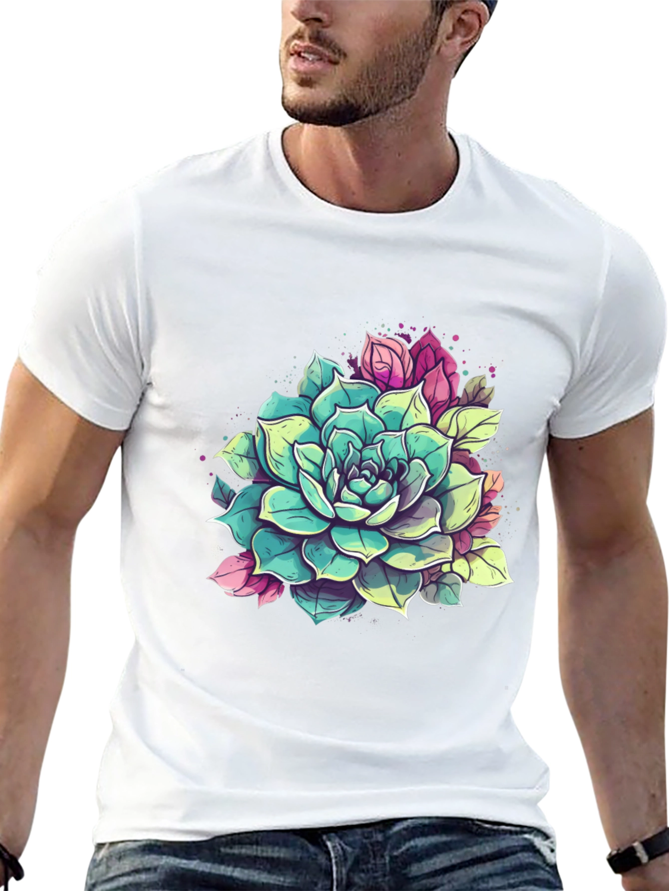 Black Succulent Graphic Tee - Black Cotton view 13