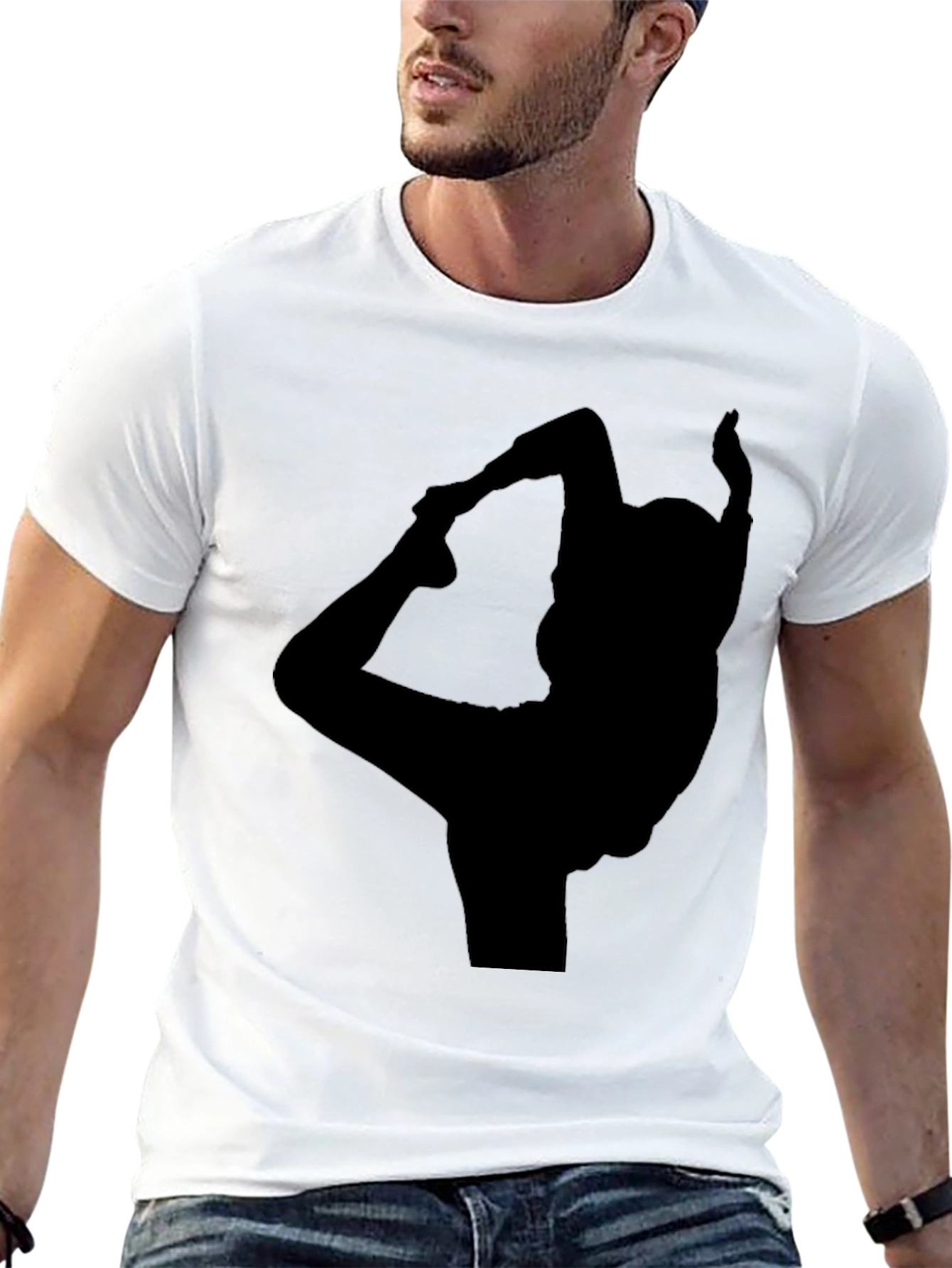 Black Yoga Silhouette Black T-Shirt view 13