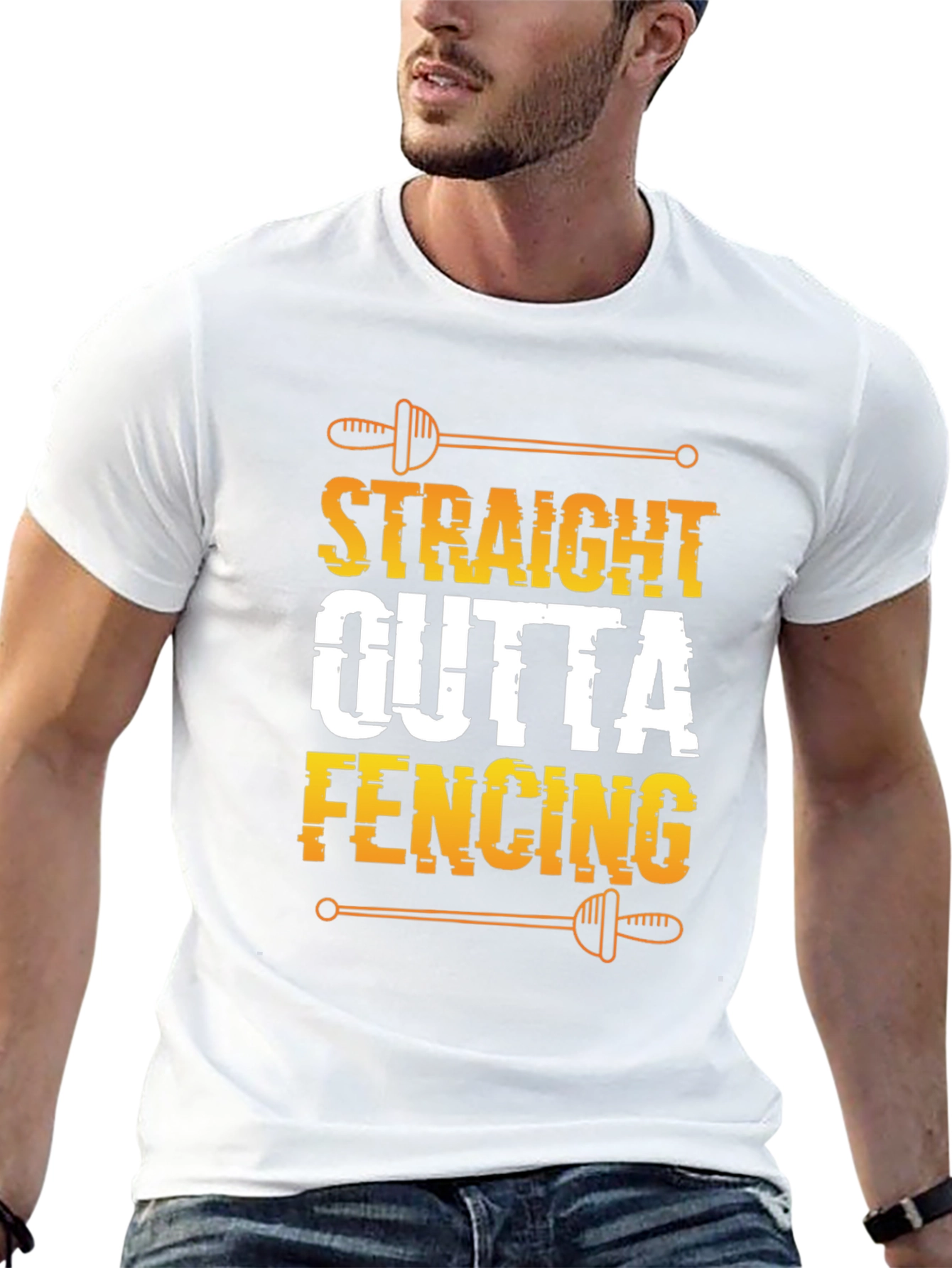 Black Straight Outta Fencing Black T-Shirt view 13