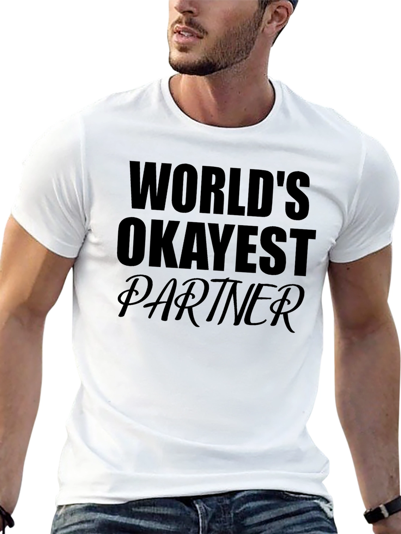 Black World's Okayest Partner T-Shirt view 13