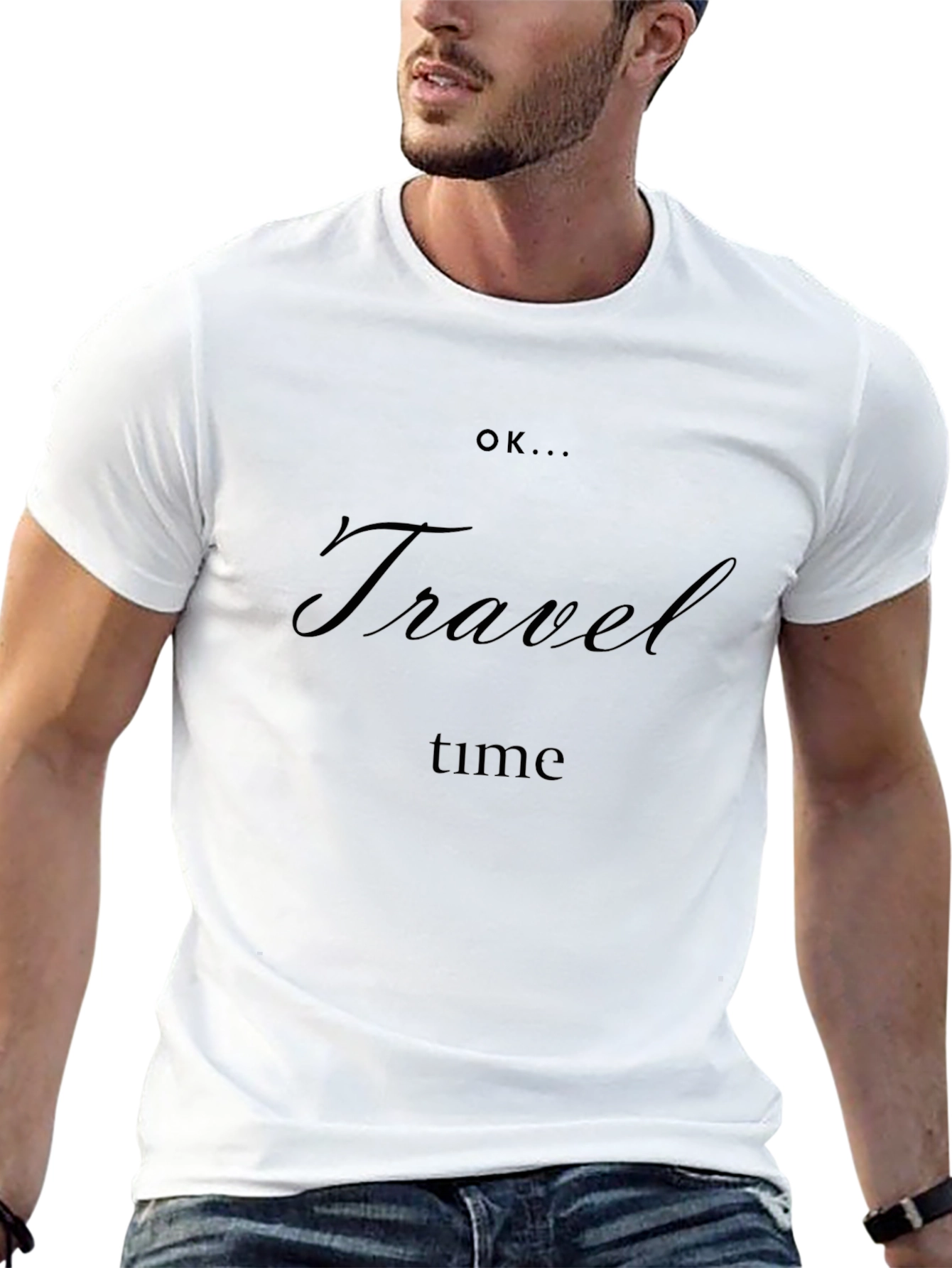 Black Travel Time Graphic Tee - Black, Crew Neck view 13