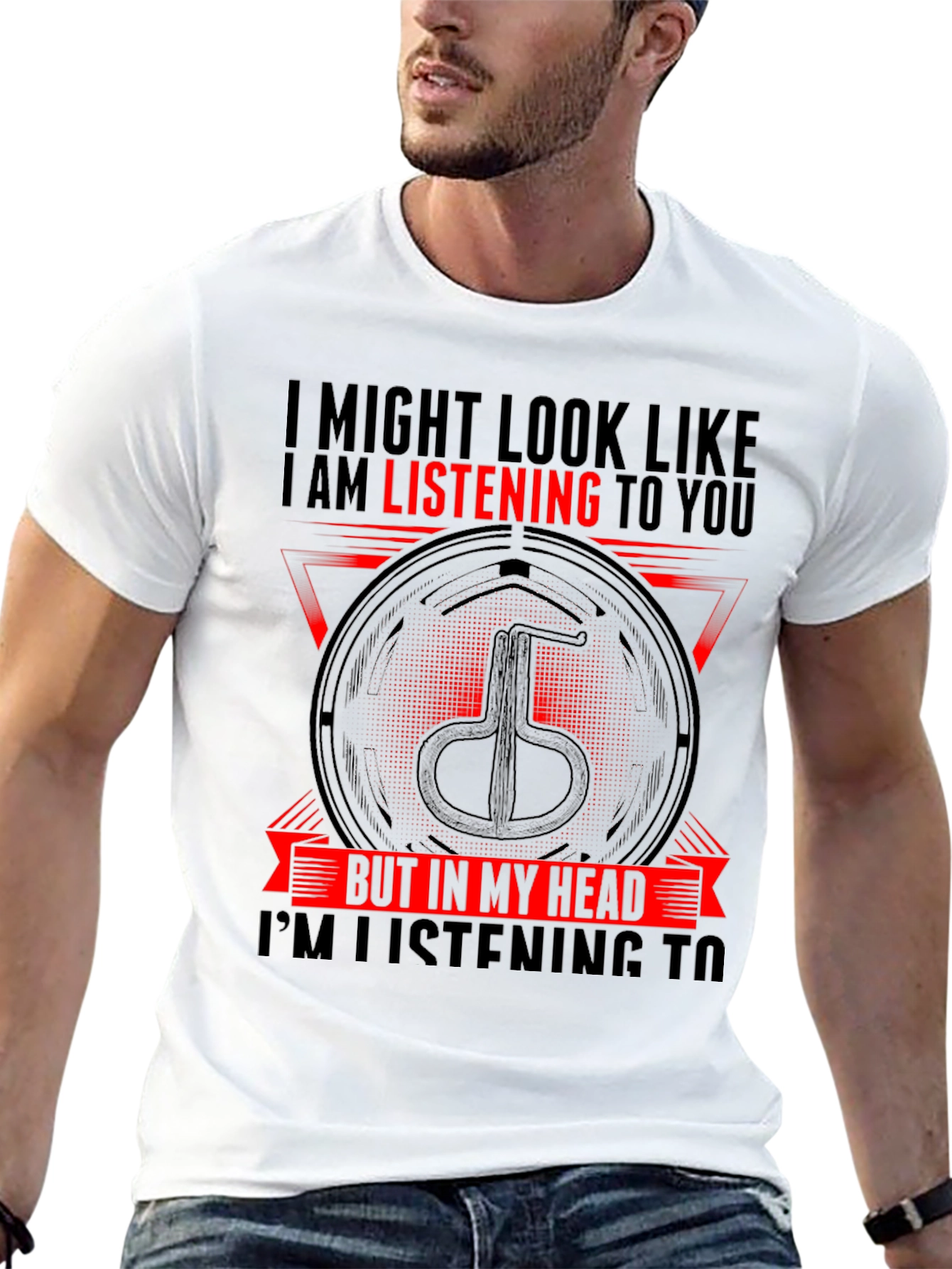 Black I'm Listening To Jaw Harp T-Shirt - Novelty Musical Gift view 13