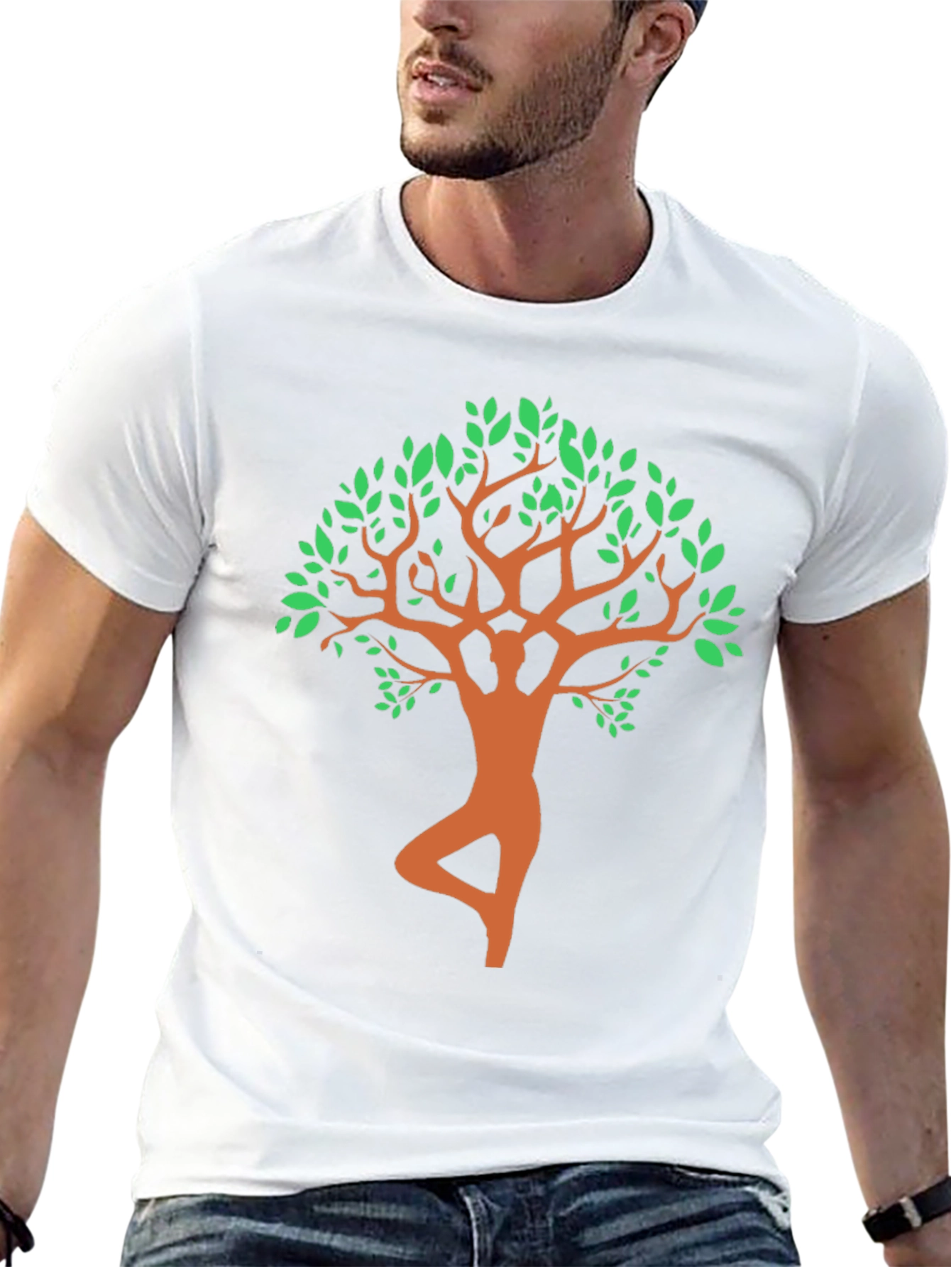 Black Yoga Tree Pose Graphic Tee - Black view 13