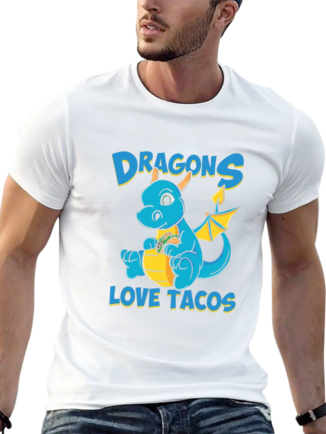 Black Dragons Love Tacos T-Shirt - Cute Cartoon Dragon Tee view 13