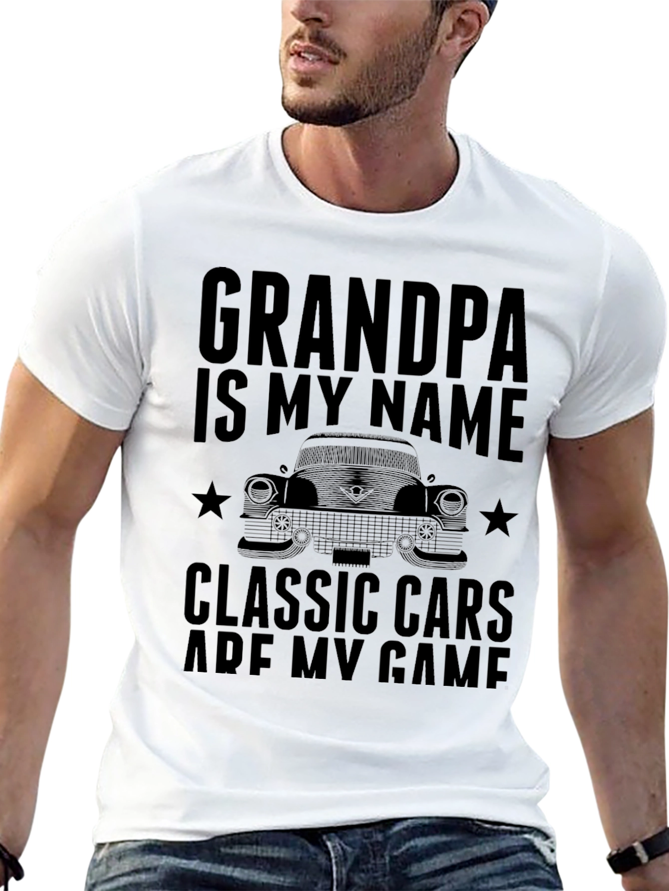 Black Grandpa Classic Cars T-Shirt - Black view 13