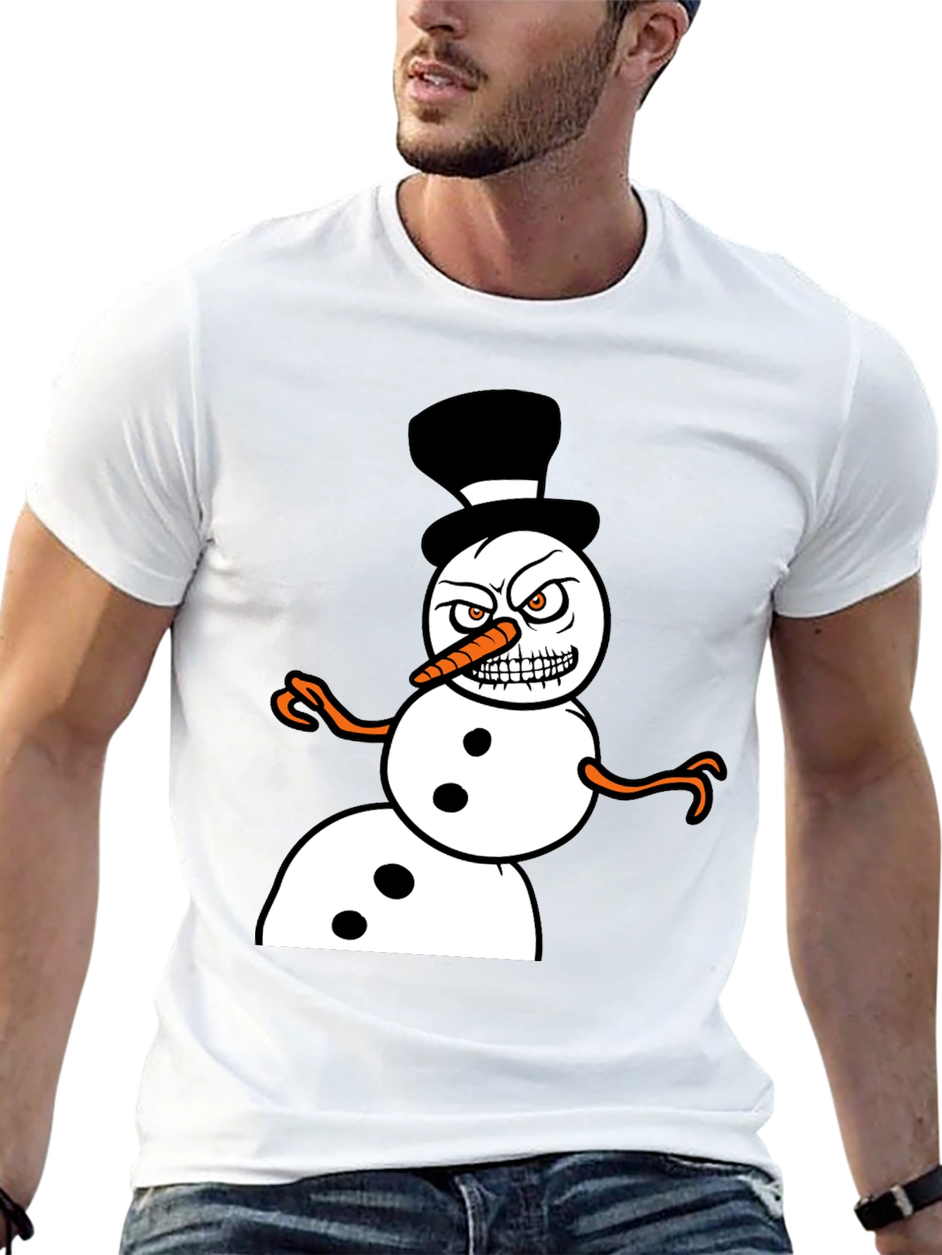 Black Grumpy Snowman Graphic Tee view 13