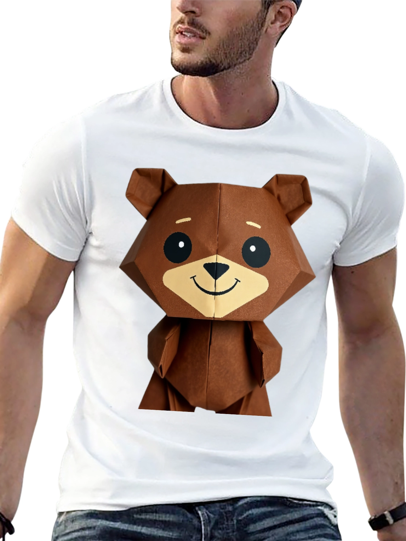 Black Geometric Bear Graphic Tee - Modern Streetwear view 13