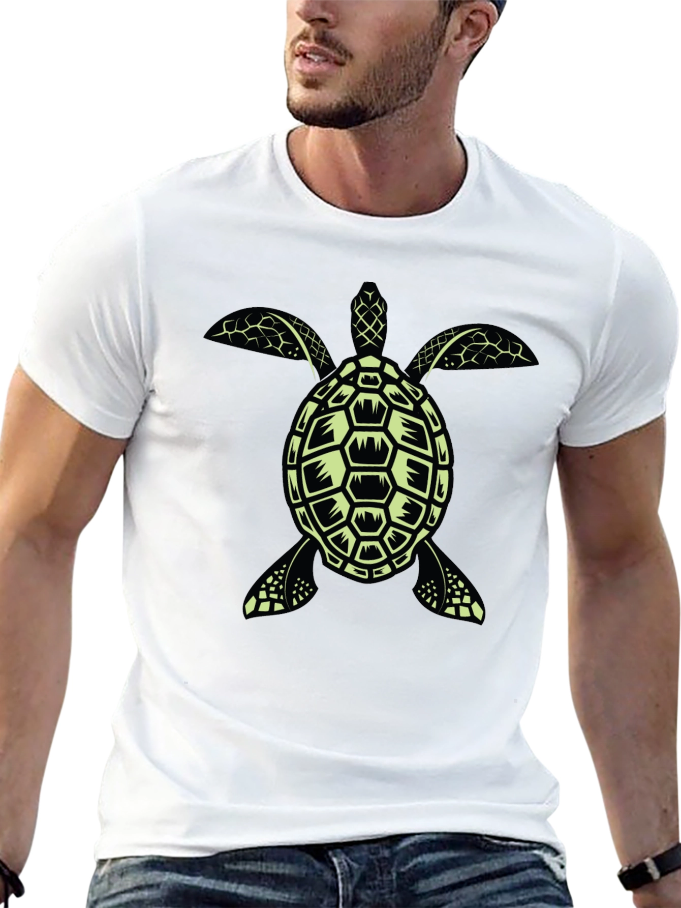 Black Turtle Graphic Tee - Black Cotton T-Shirt view 13