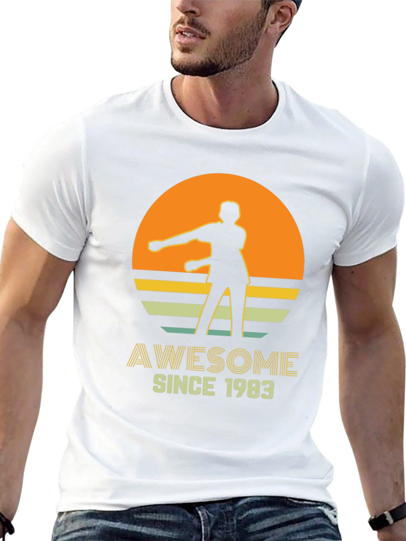 Black Awesome Since 1983 Retro Style T-Shirt view 13