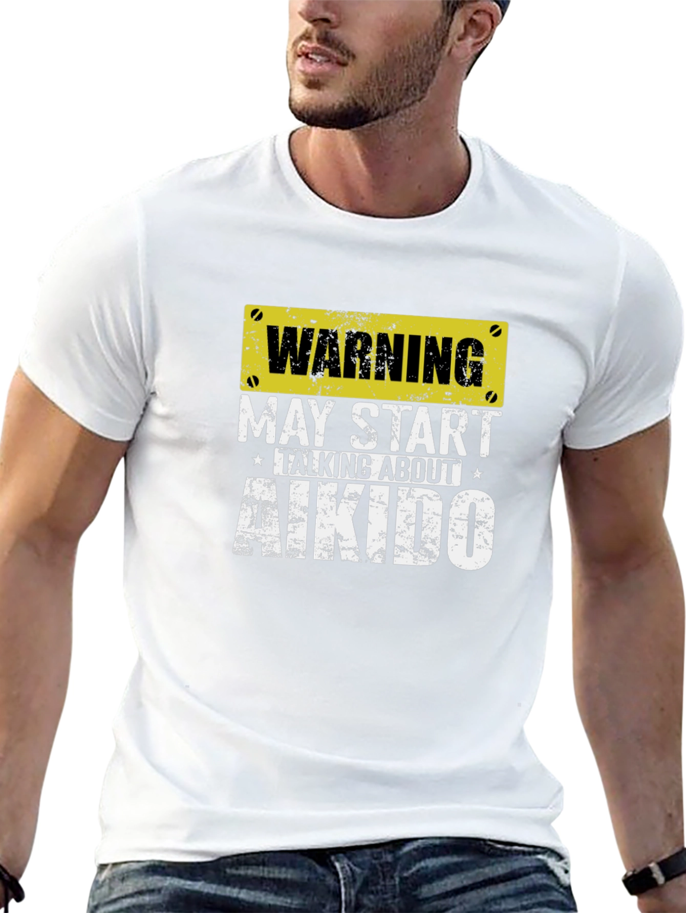 Black Warning Aikido T-Shirt - Martial Arts Fan Tee view 13