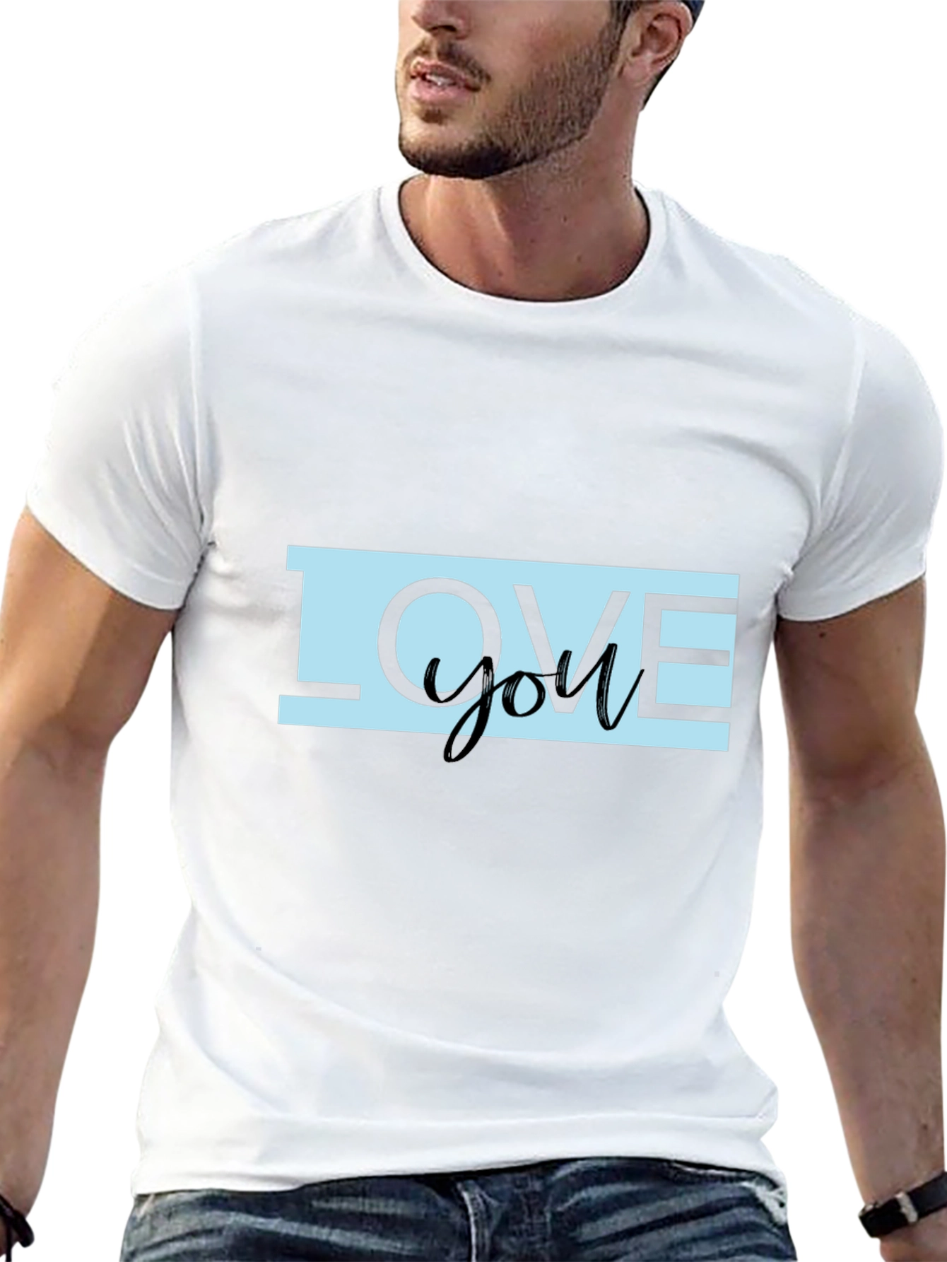Black Love You Graphic Print Black T-Shirt view 13