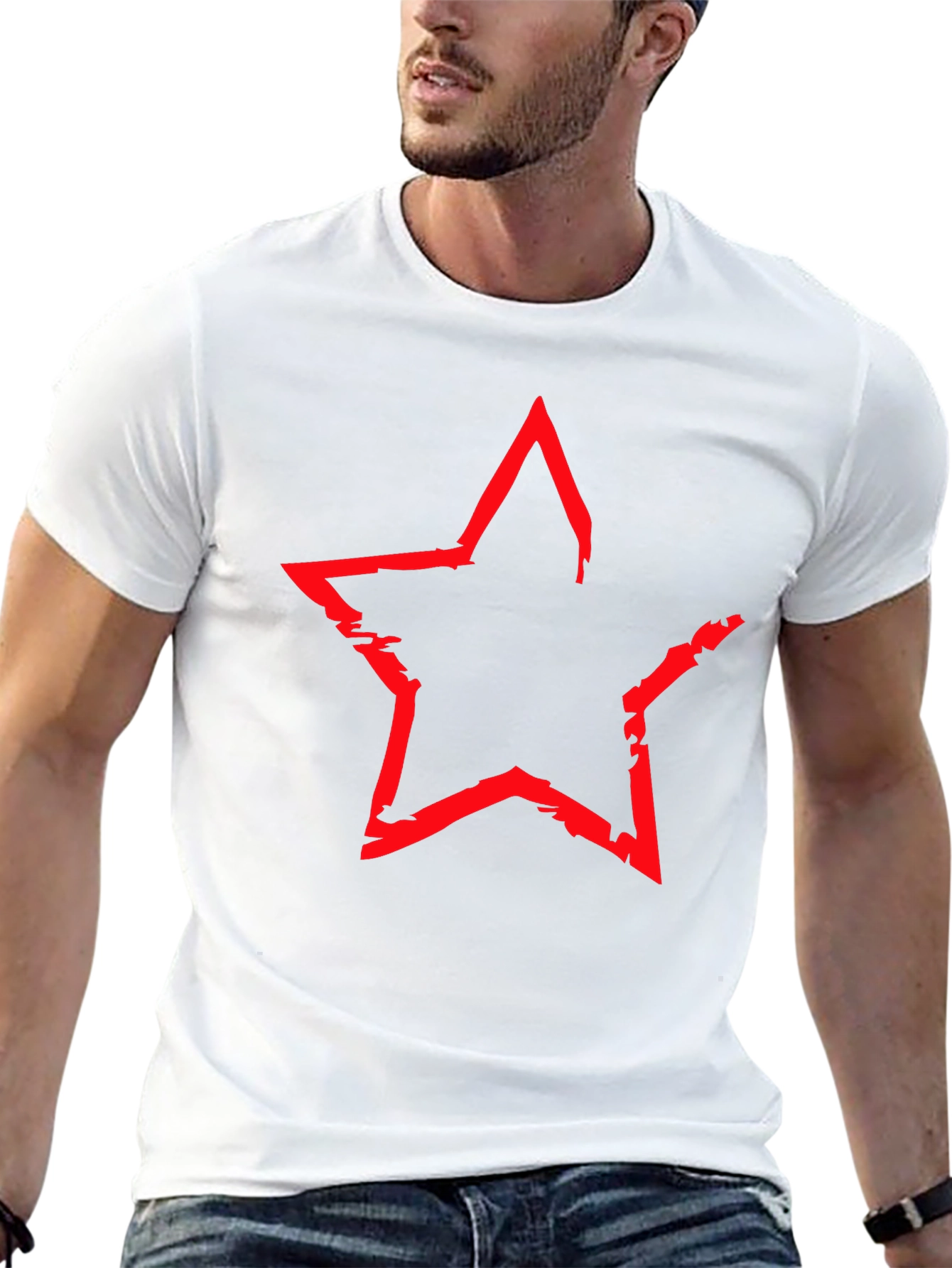 Black Red Star Graphic Black T-Shirt view 13