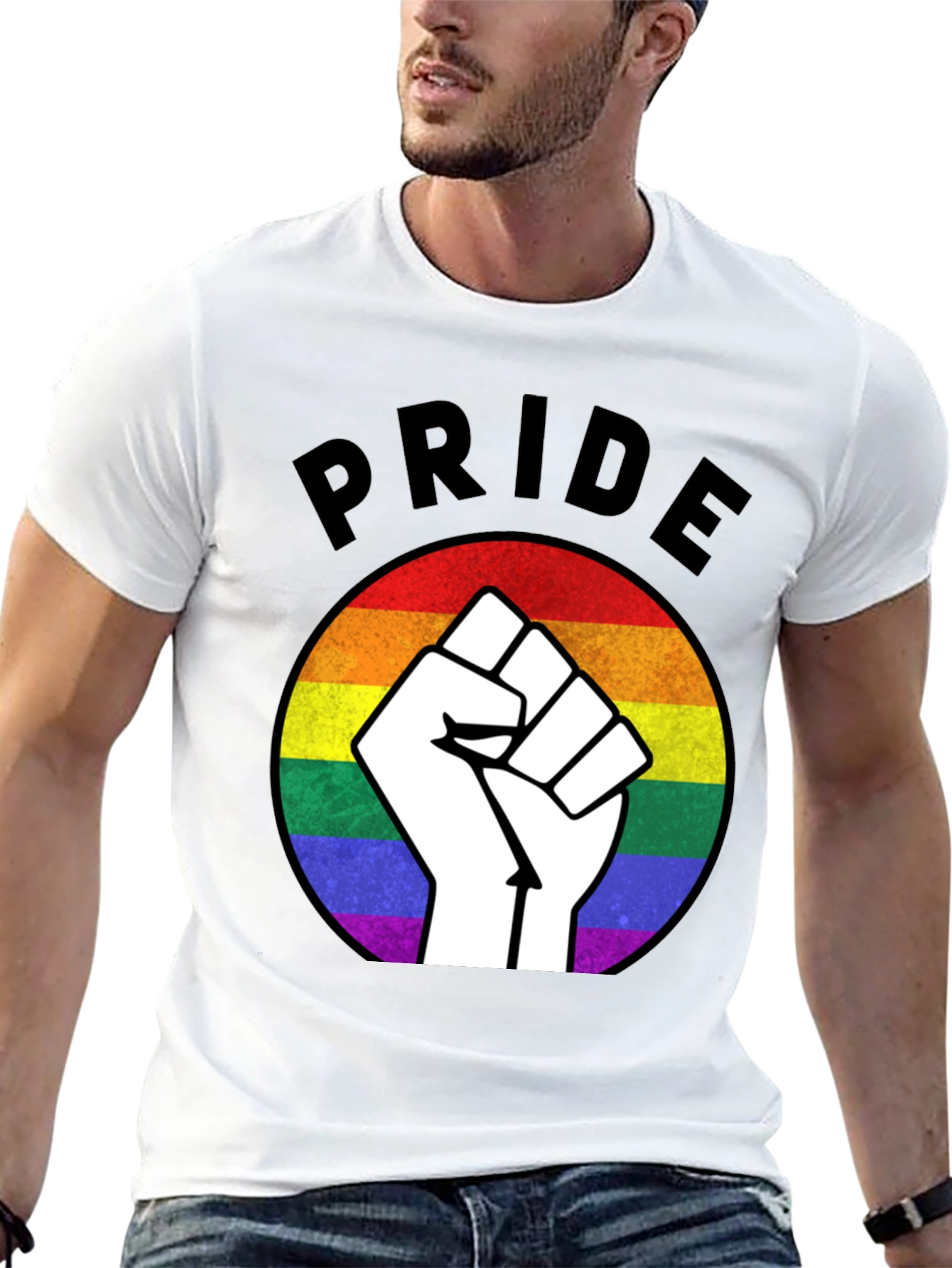 Black Pride Fist Rainbow Graphic T-Shirt view 13