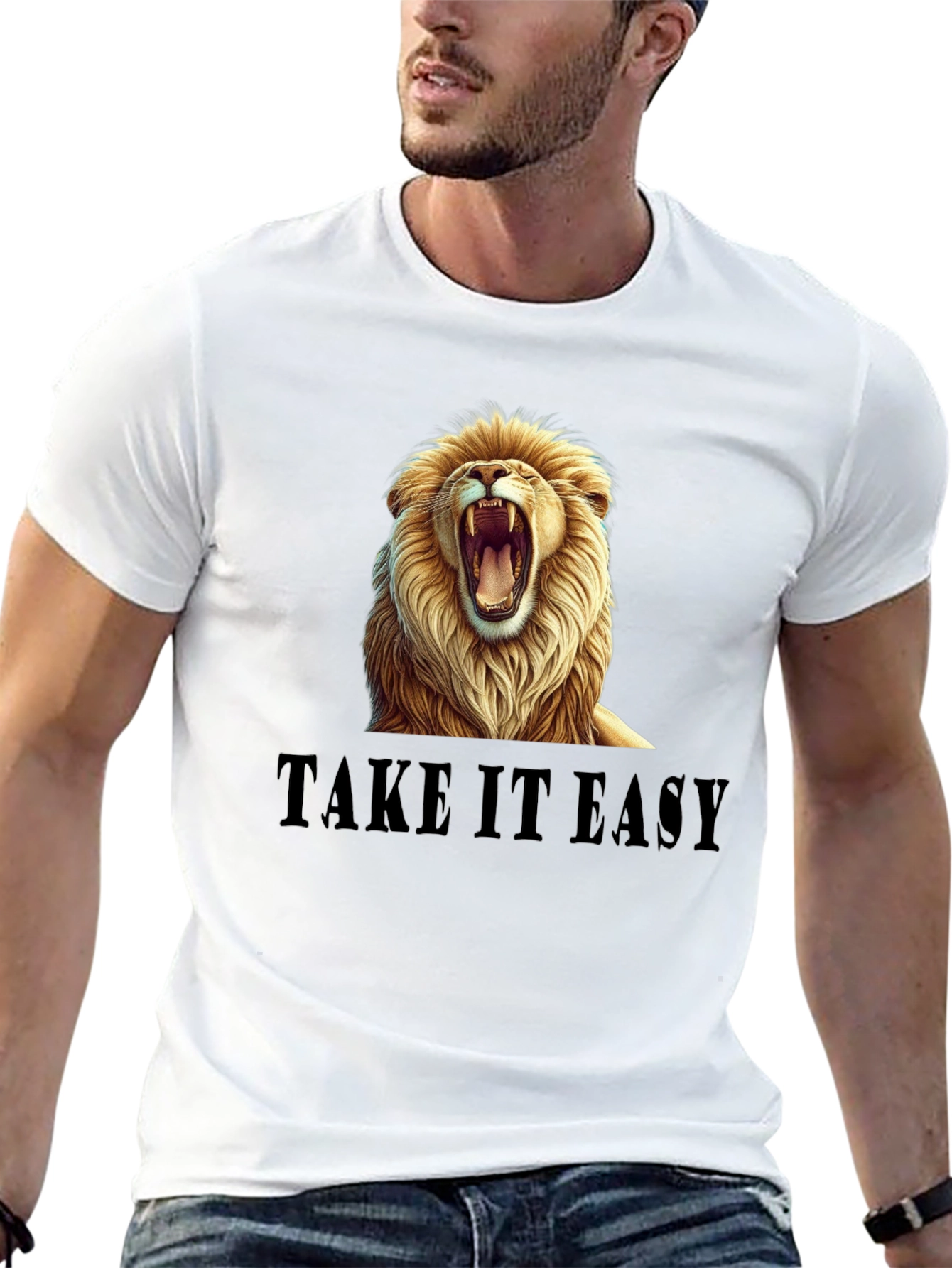 Black Lion Take it Easy Graphic Black T-Shirt view 13