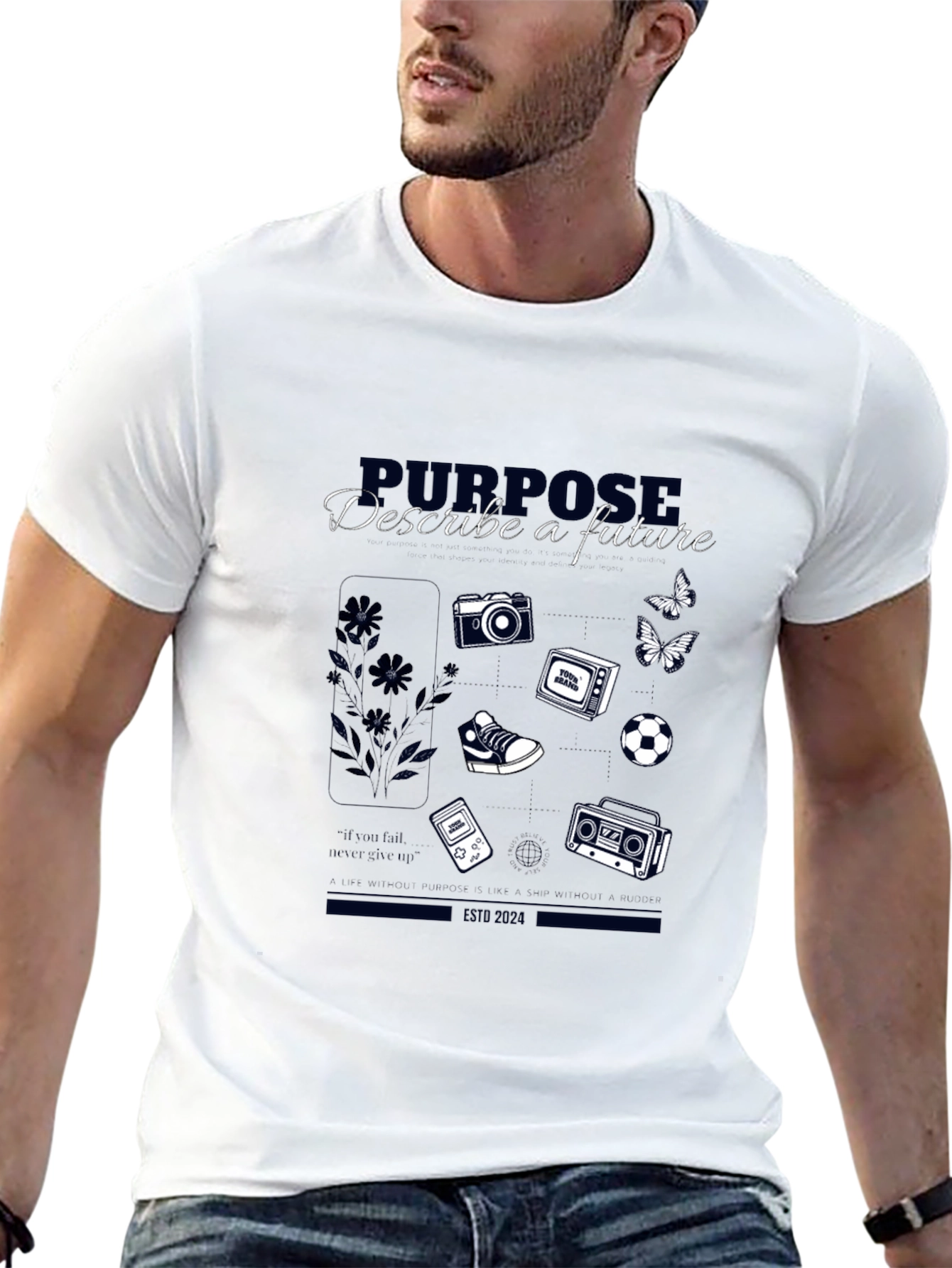 Black Purpose Future Graphic Tee - Retro Tech Design view 13