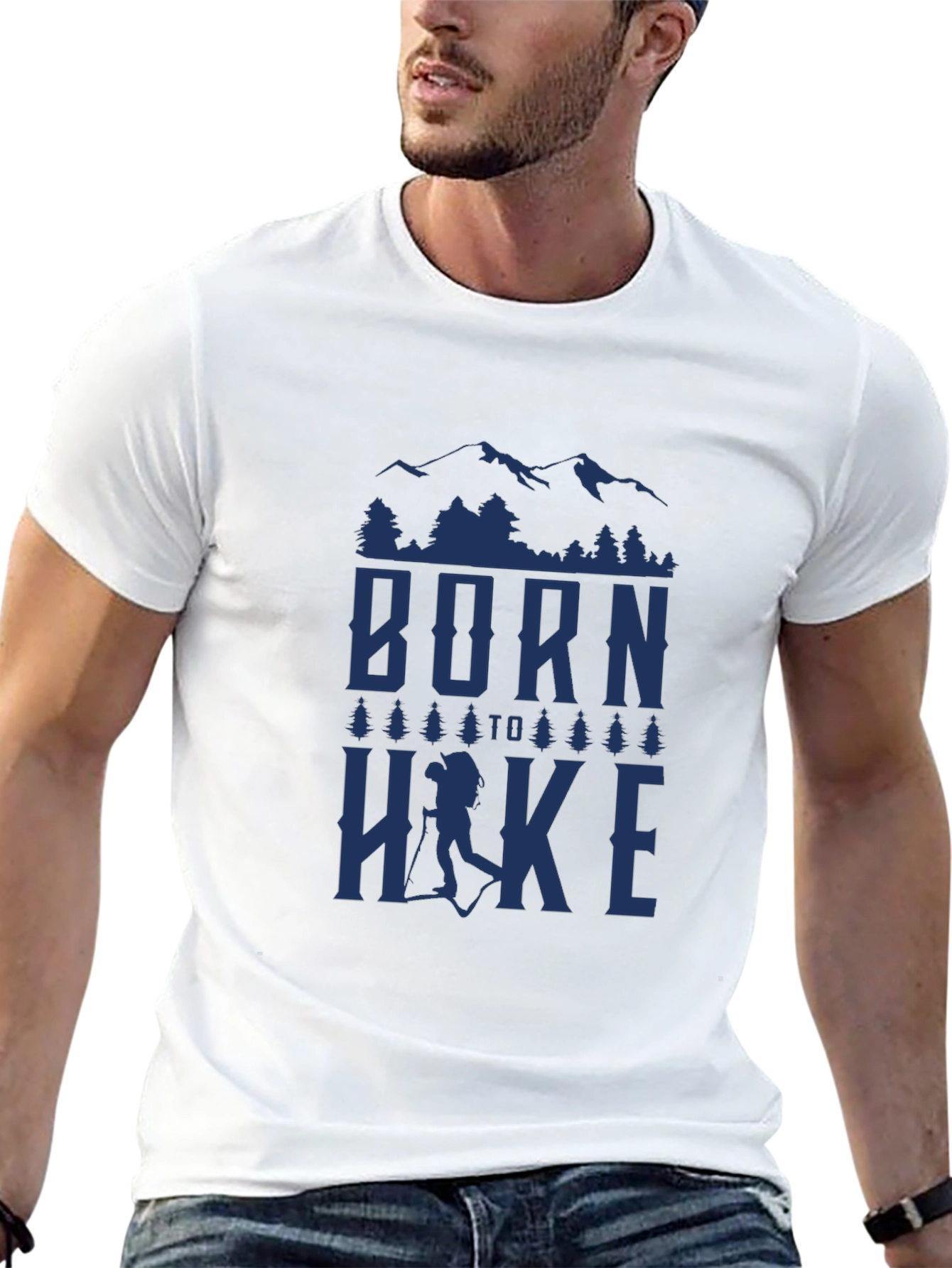 Black Born to Hike Graphic T-Shirt - Nature Adventure Tee view 13