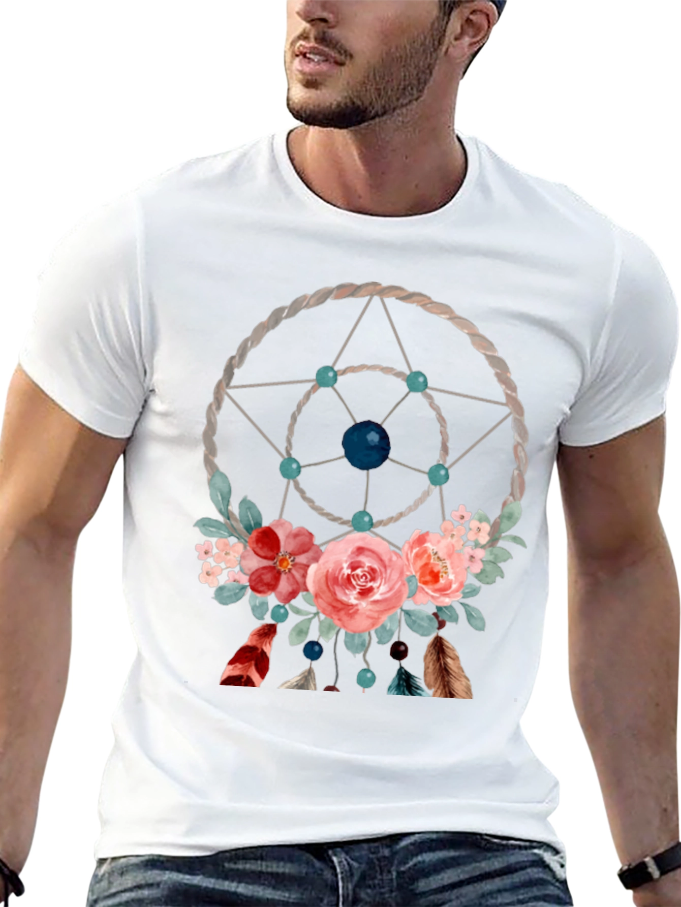 Black Dreamcatcher Floral Graphic Tee view 13