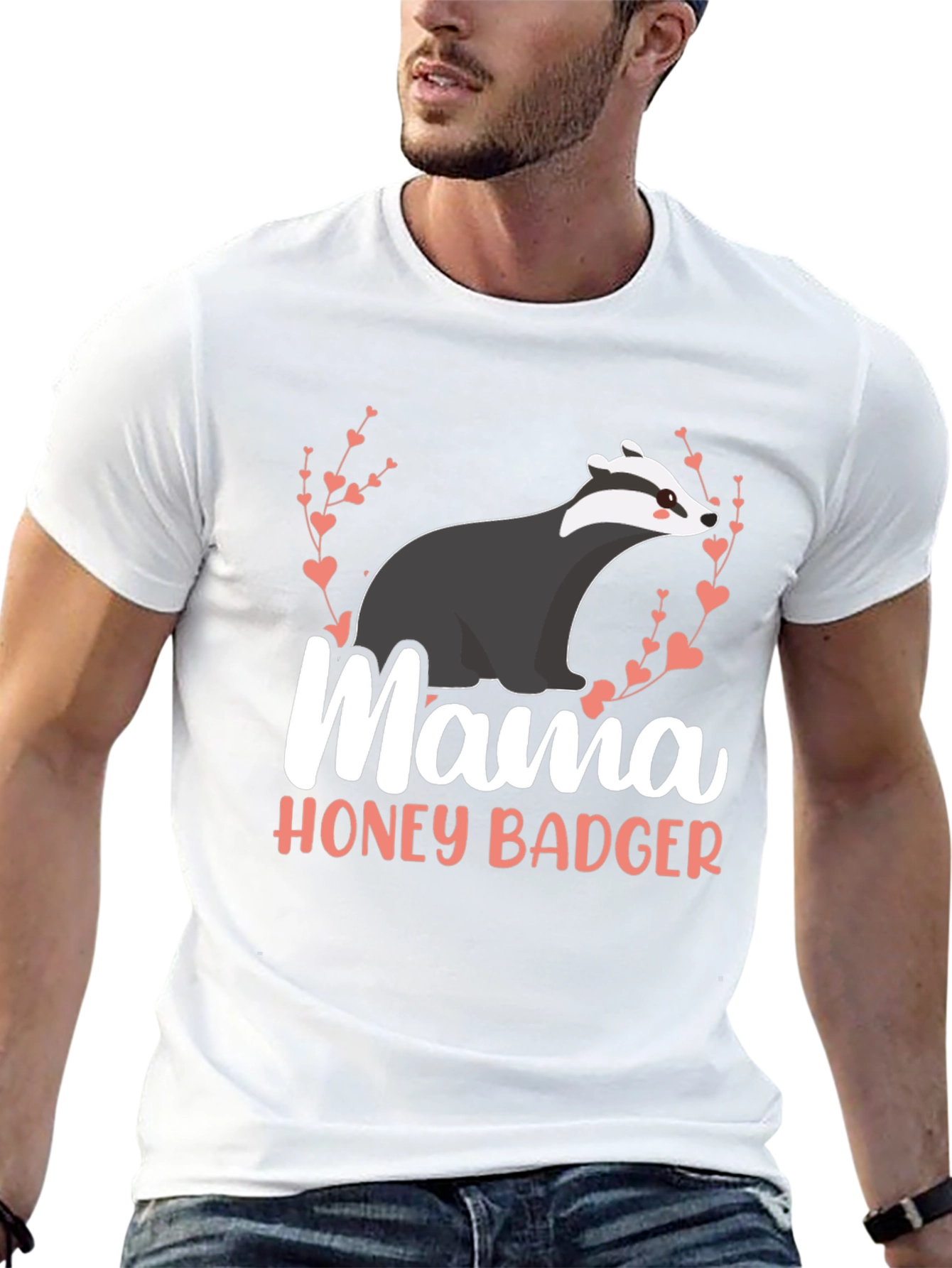 Black Mama Honey Badger T-Shirt - Cute Badger Design view 13