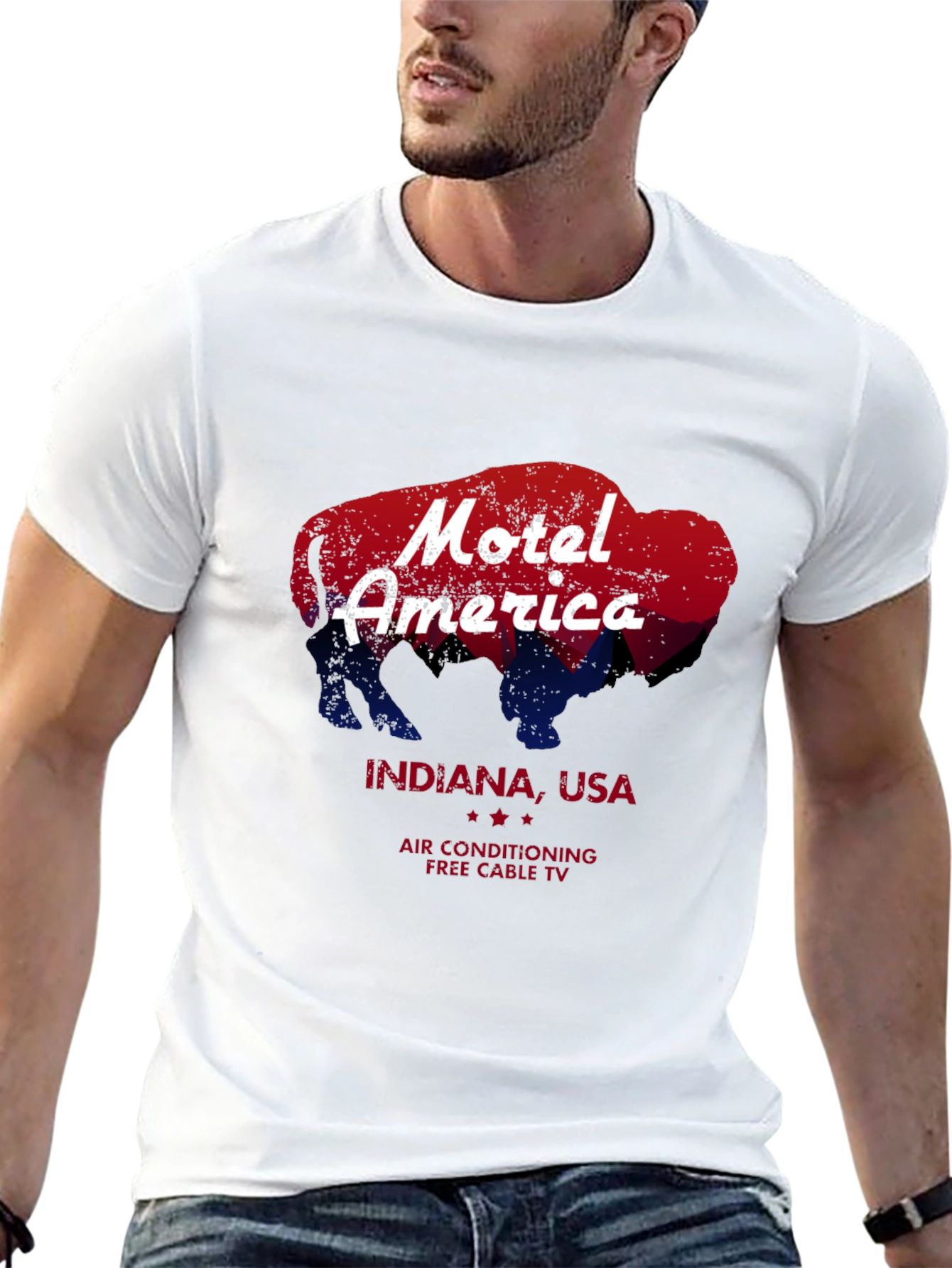 Black Motel America Indiana Bison T-Shirt view 13