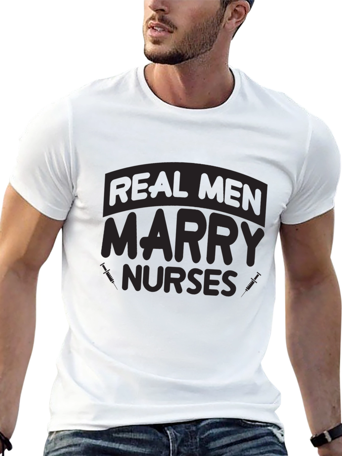 Black Real Men Marry Nurses Graphic T-Shirt view 13