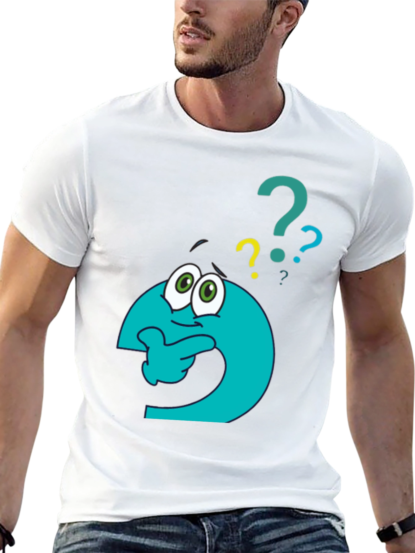 Black Thinking Question Mark Graphic T-Shirt view 13