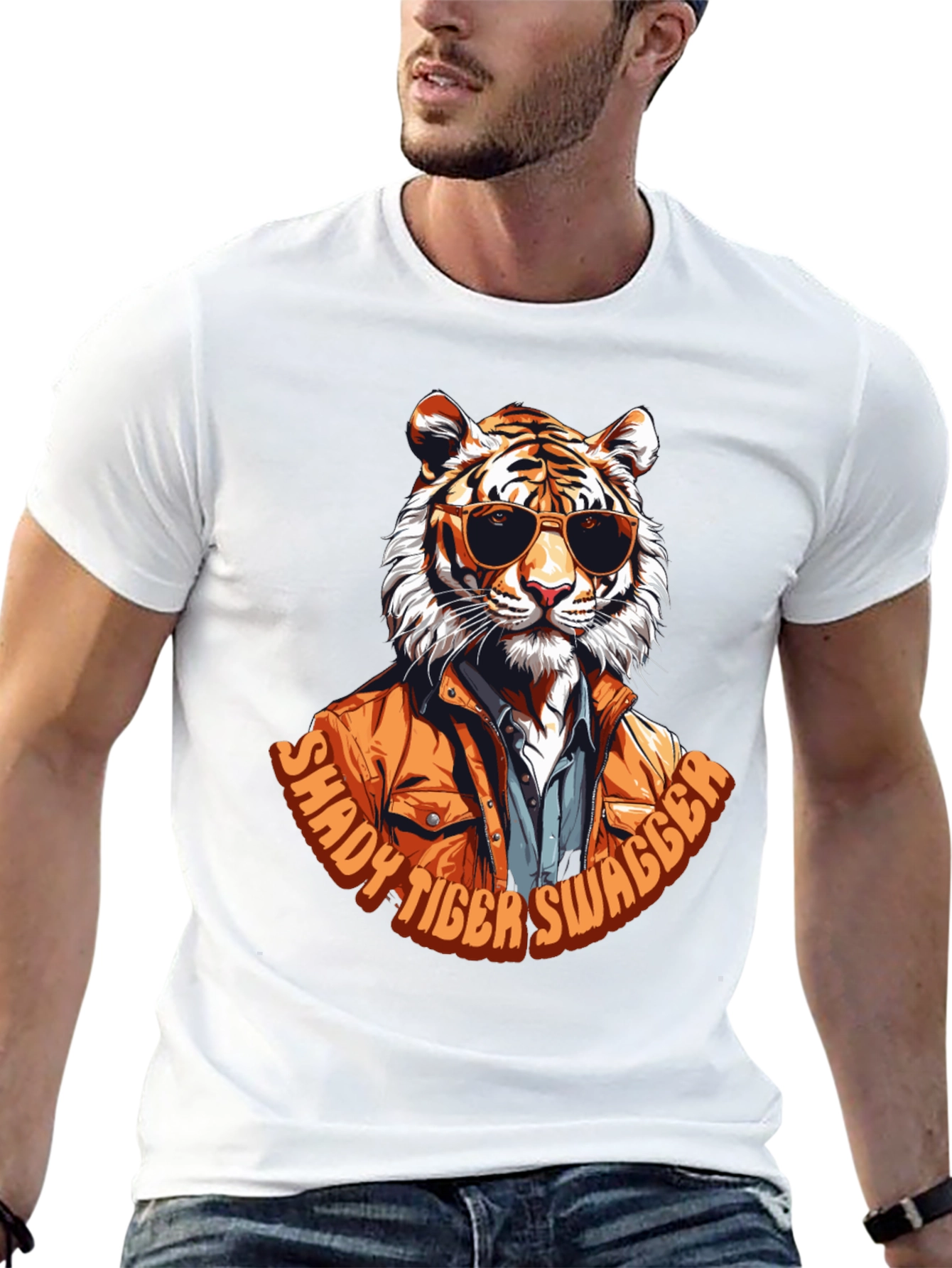 Black Shady Tiger Swagger T-Shirt view 13