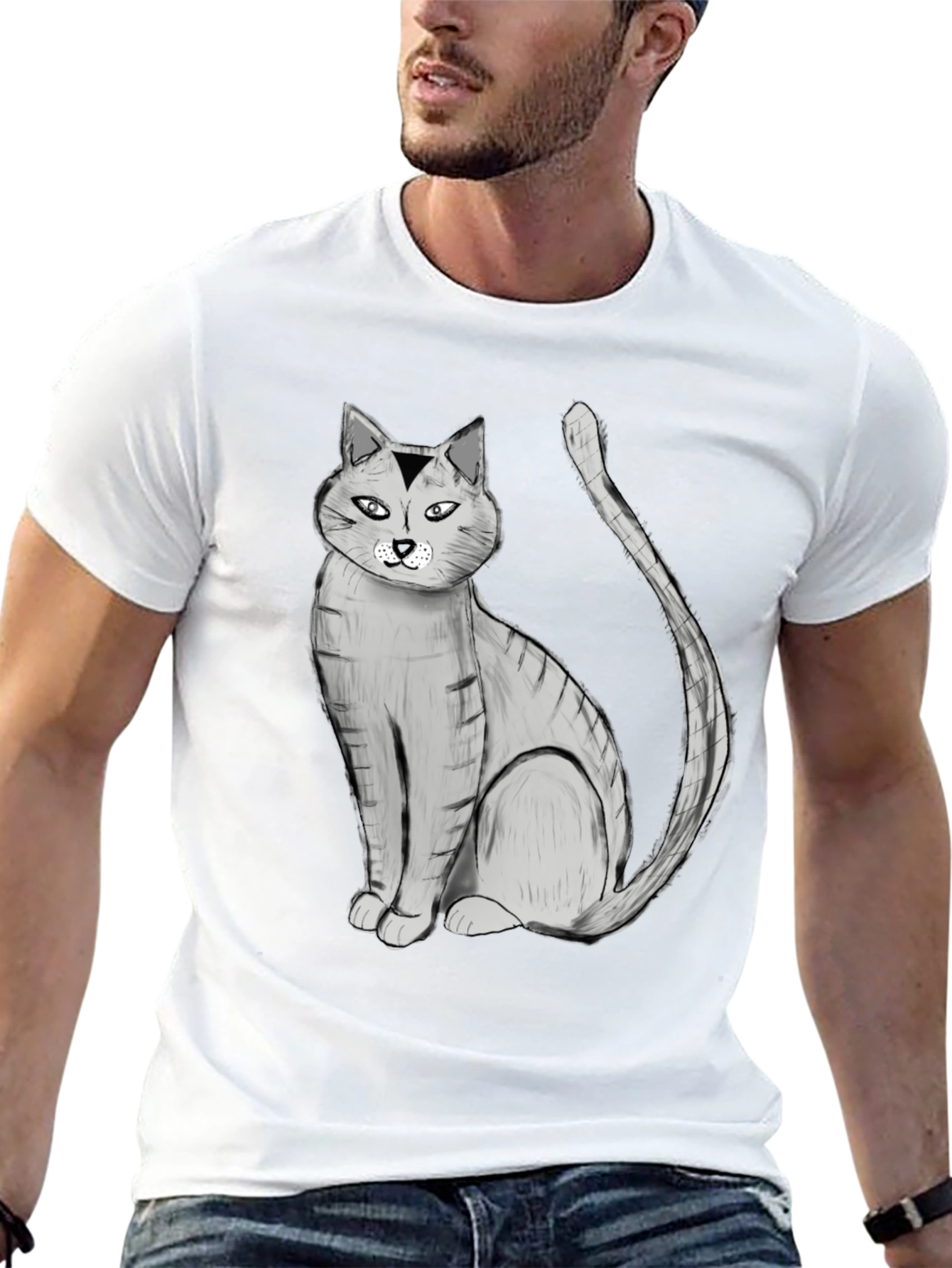 Black Black Cat Graphic Tee - Unisex Cotton Blend T-Shirt view 13