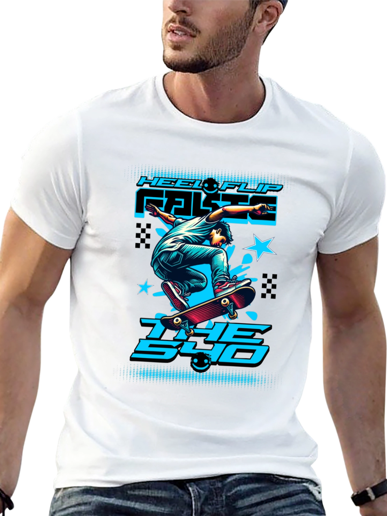 Black Skateboarding Graphic Tee - Heel Flip False The 540 view 13