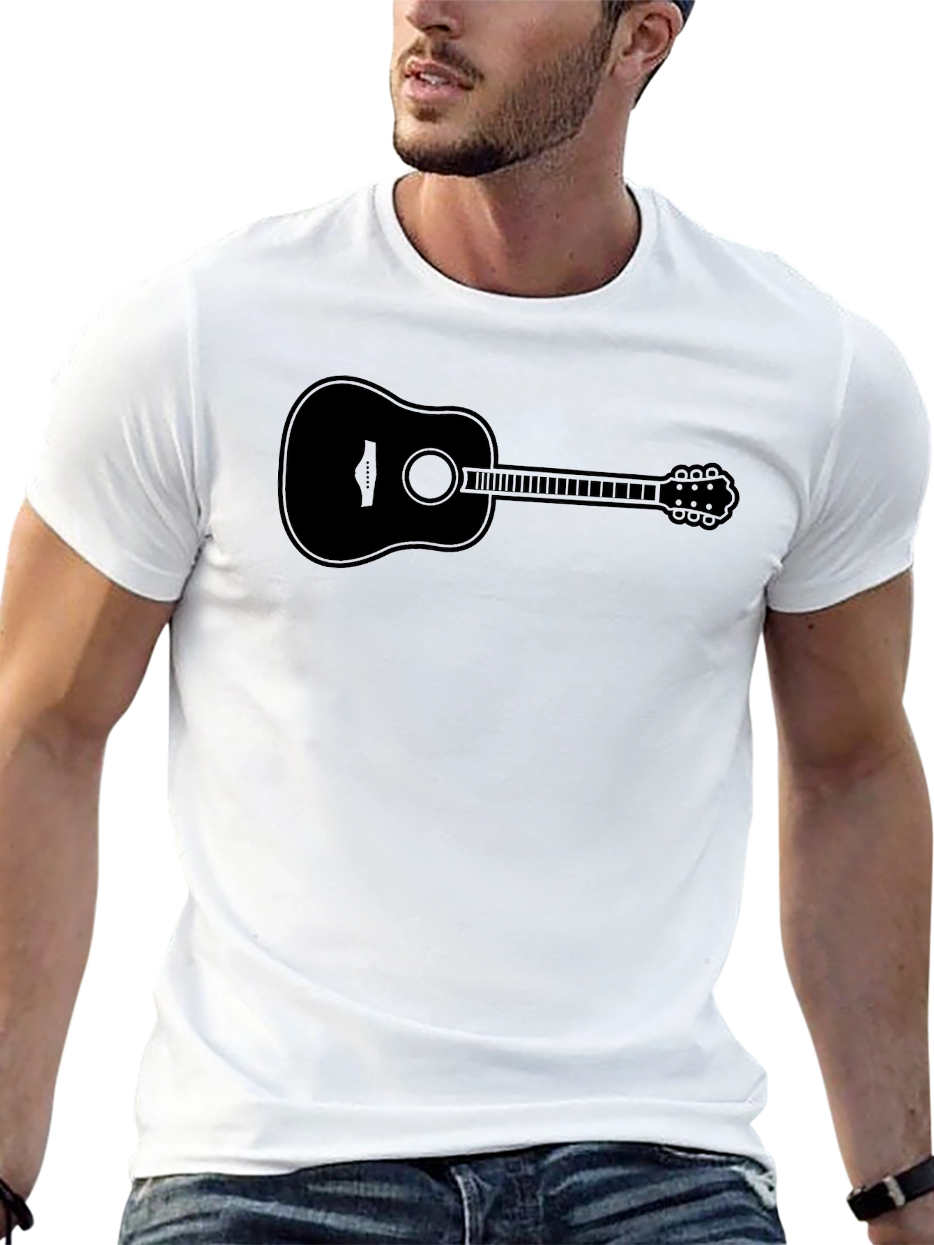 Black Guitar Graphic Tee - Classic Black T-Shirt view 13