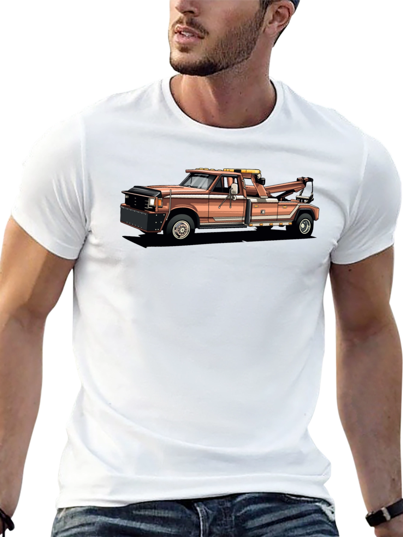 Black Vintage Tow Truck Graphic T-Shirt - Black view 13