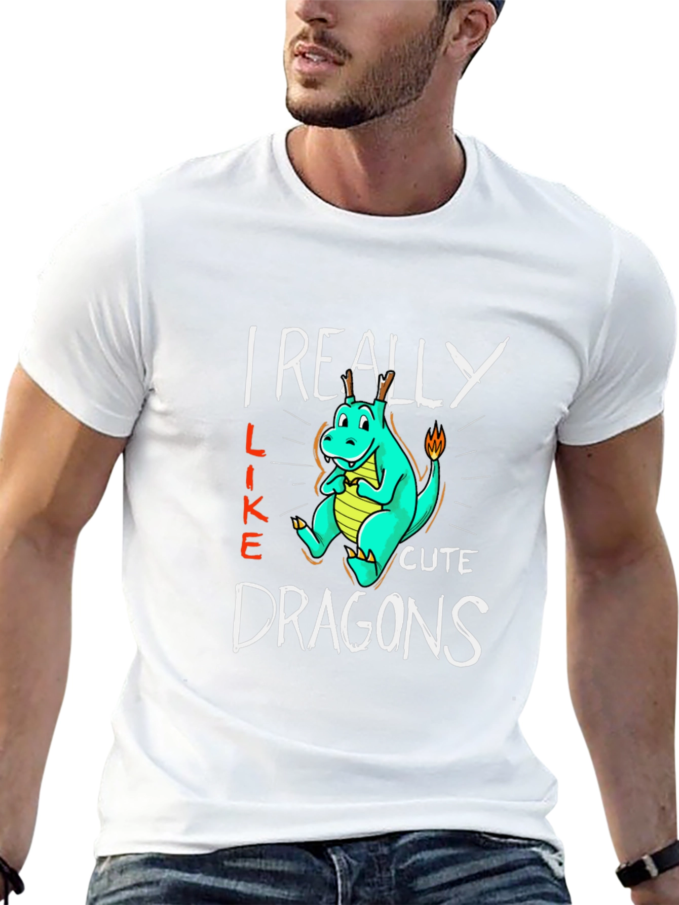 Cute Dragon Graphic Tee - 'I Really Like Cute Dragons' T-Shirt - 13