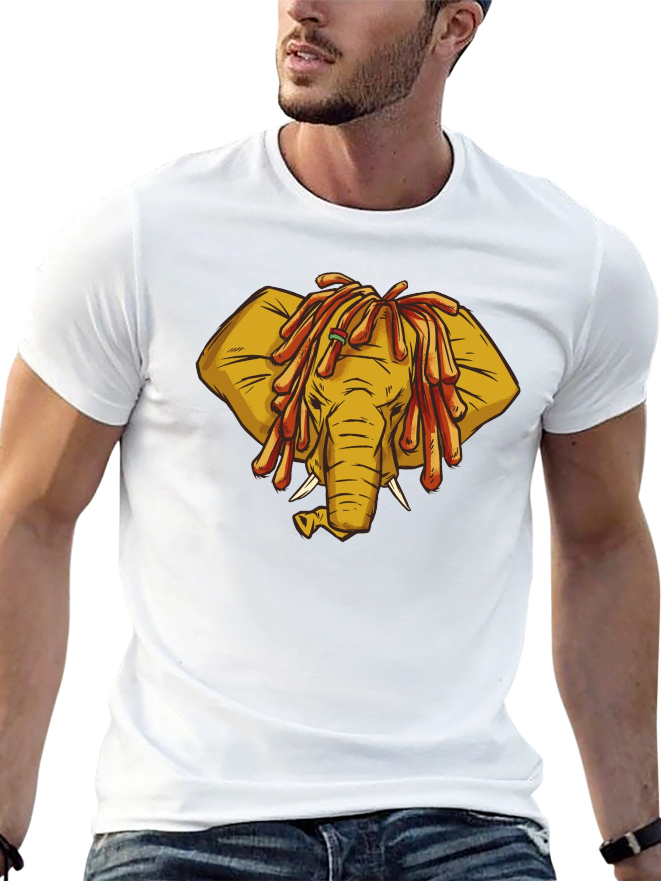 Black Rasta Elephant Graphic Tee - Unique Design! view 13