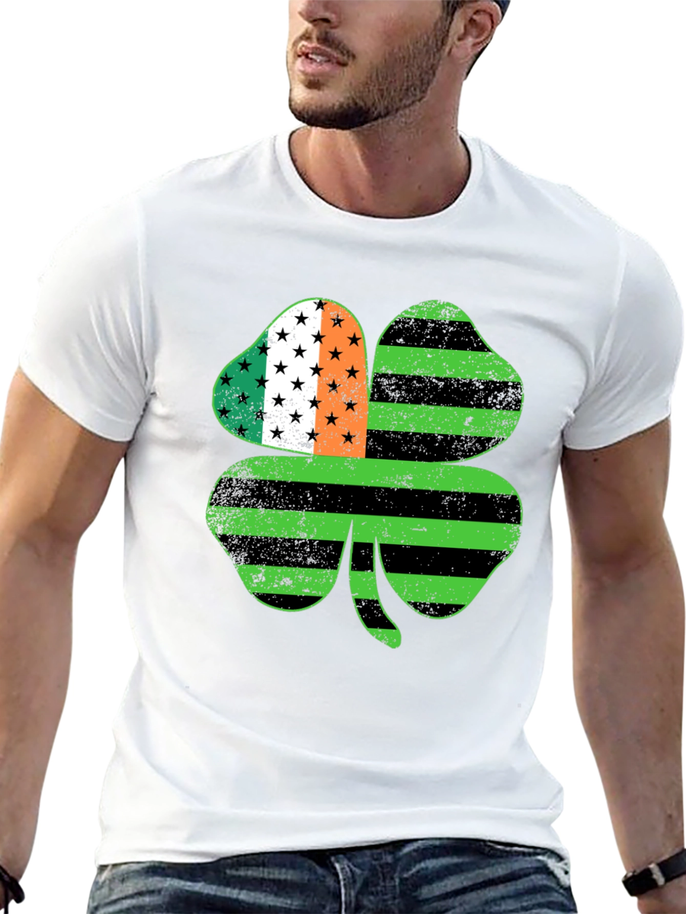 Black St. Patrick's Day Shamrock T-Shirt view 13