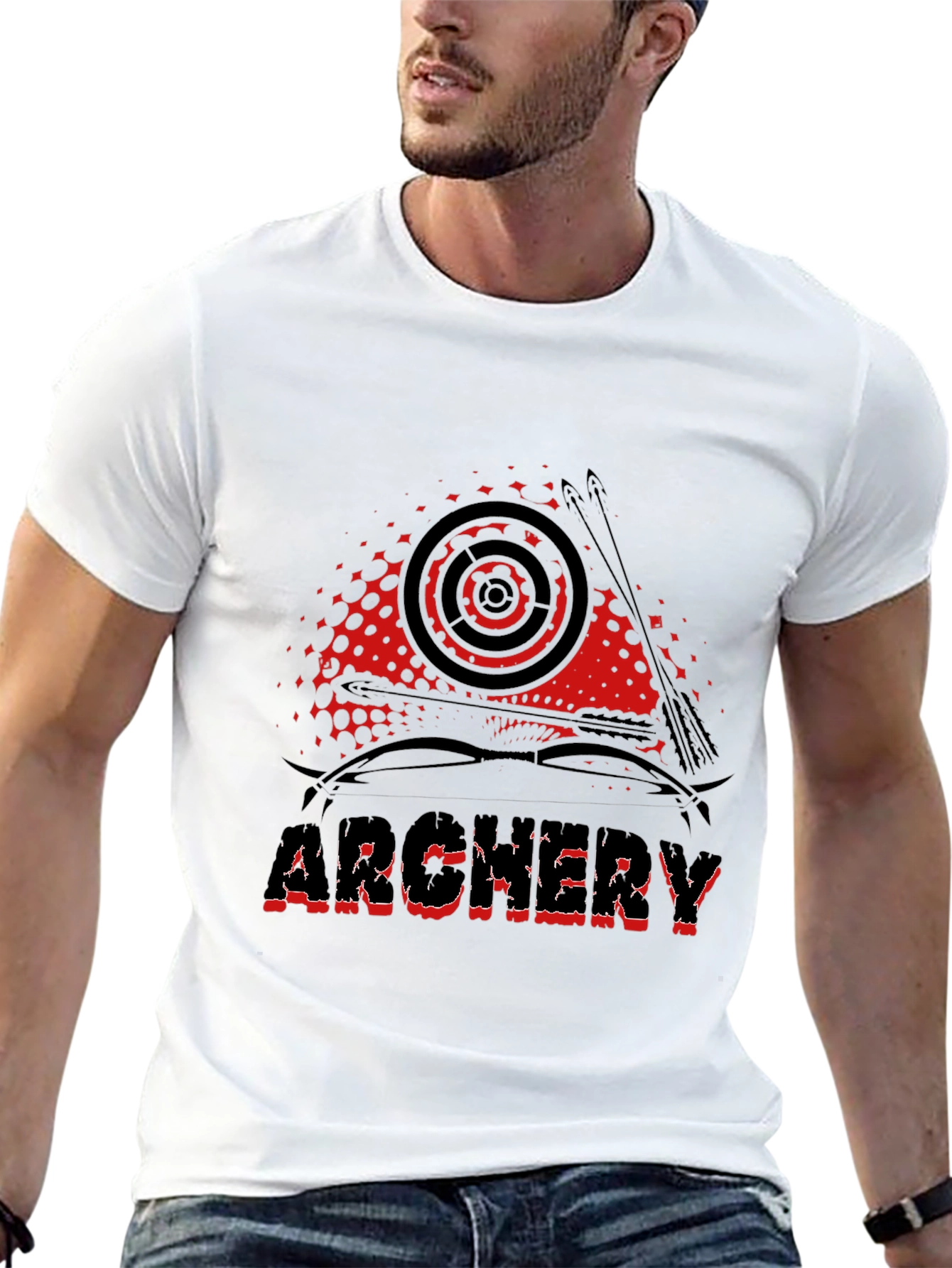 Black Archery Graphic Tee - Black Cotton Casual T-Shirt view 13