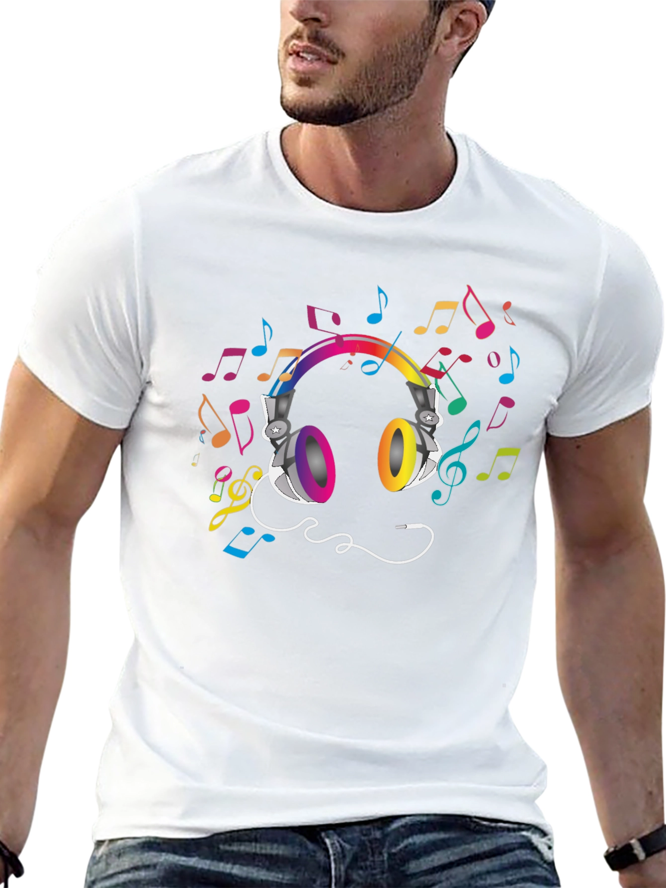 Black Musical Headphones Graphic Tee - Black view 13