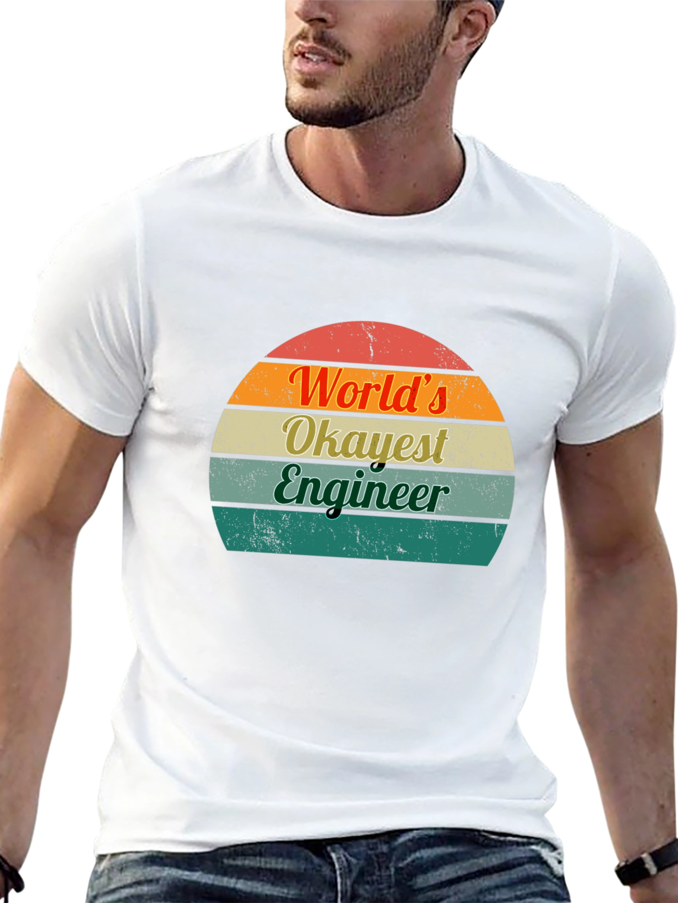 Black World's Okayest Engineer T-Shirt Retro Design view 13