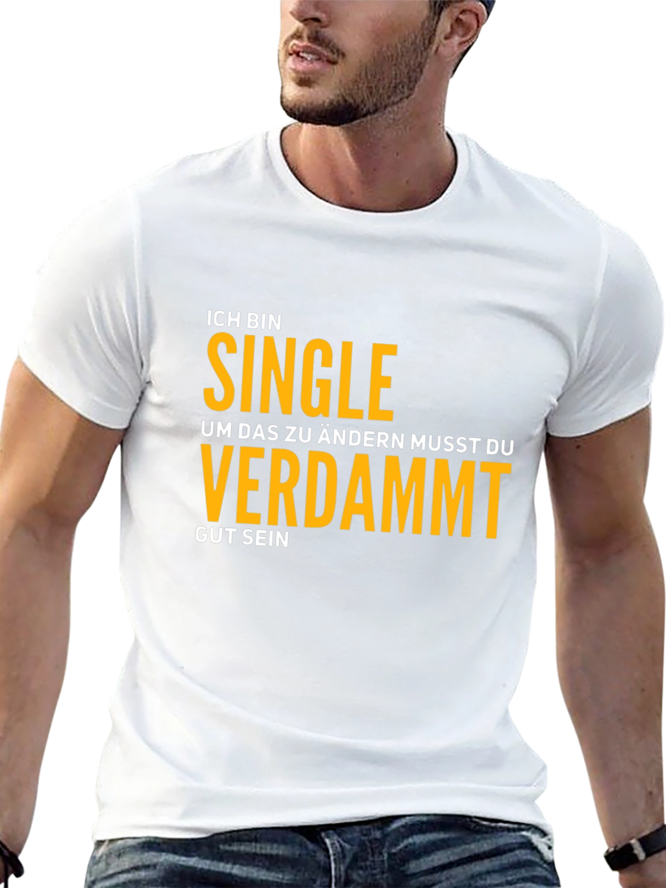 Black Ich Bin Single T-Shirt - Funny German Phrase Tee view 13