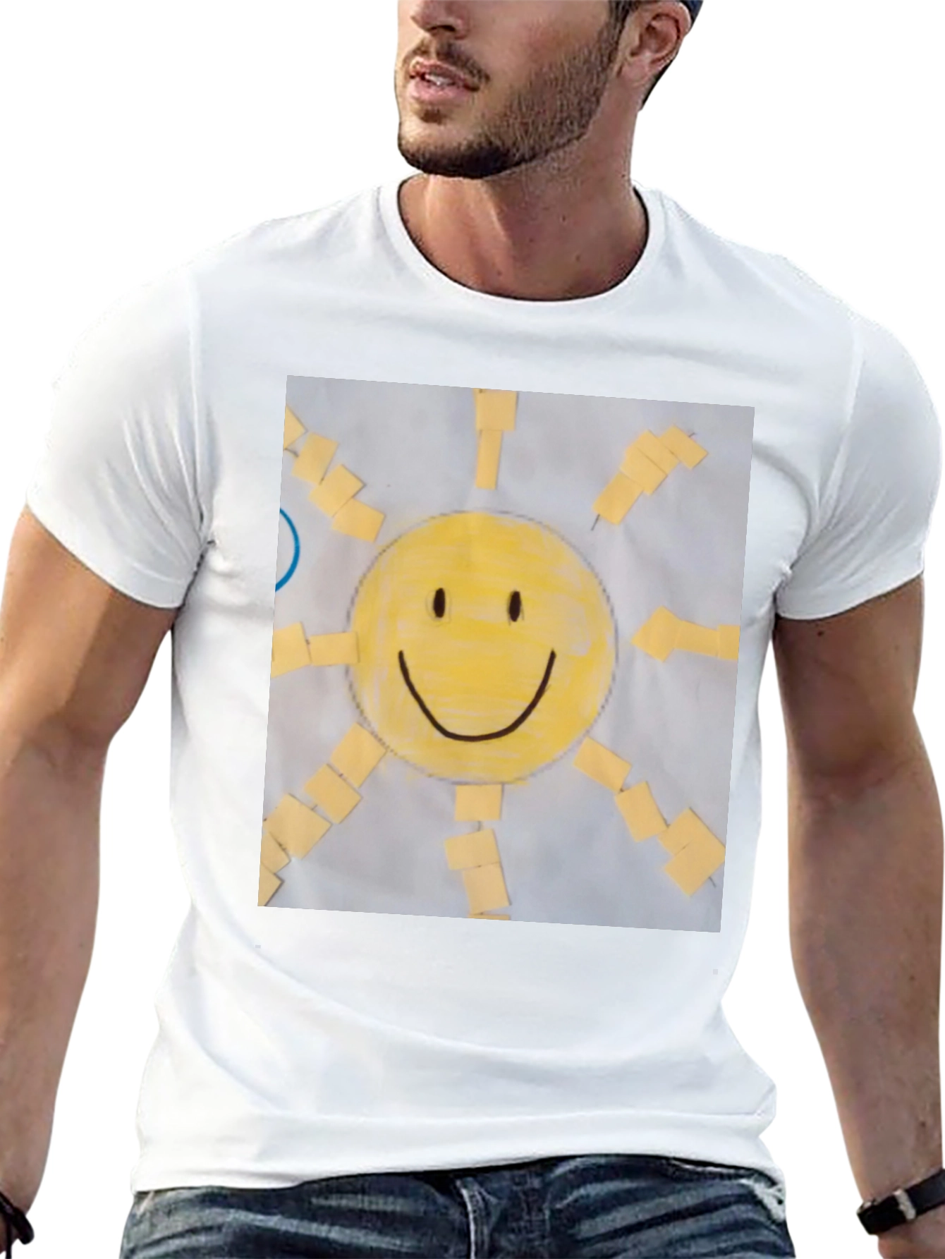 Black Smiley Face Sun Graphic Tee - Cheerful Black T-Shirt view 13