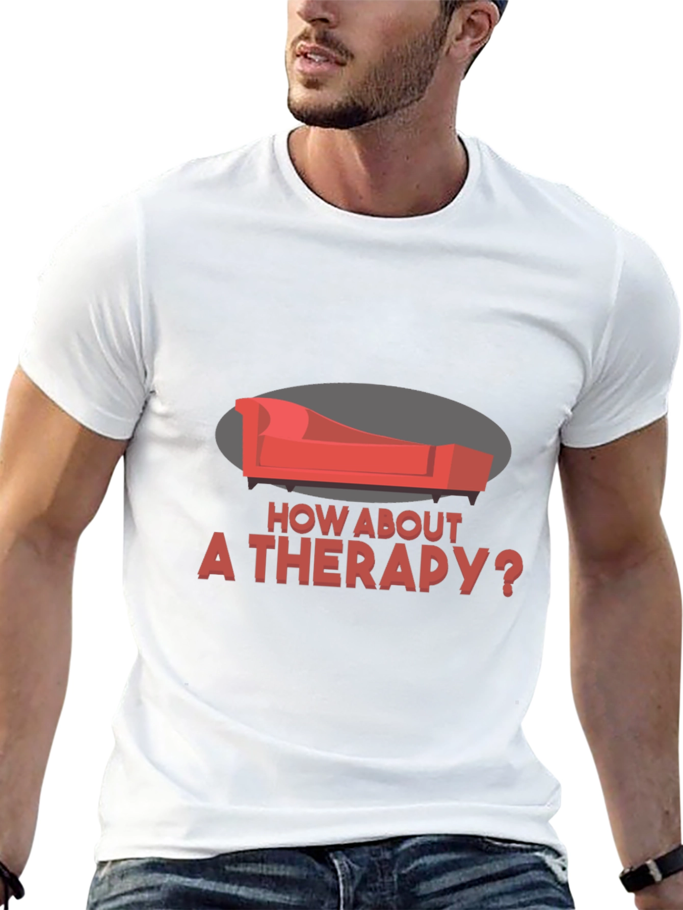 Black Therapy Couch Graphic Tee - Unique Design view 13