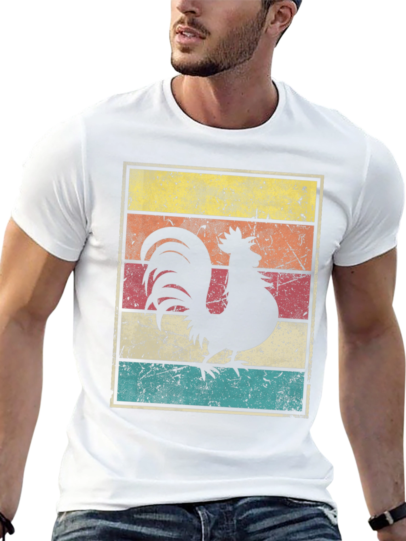 Black Retro Rooster Graphic Tee view 13