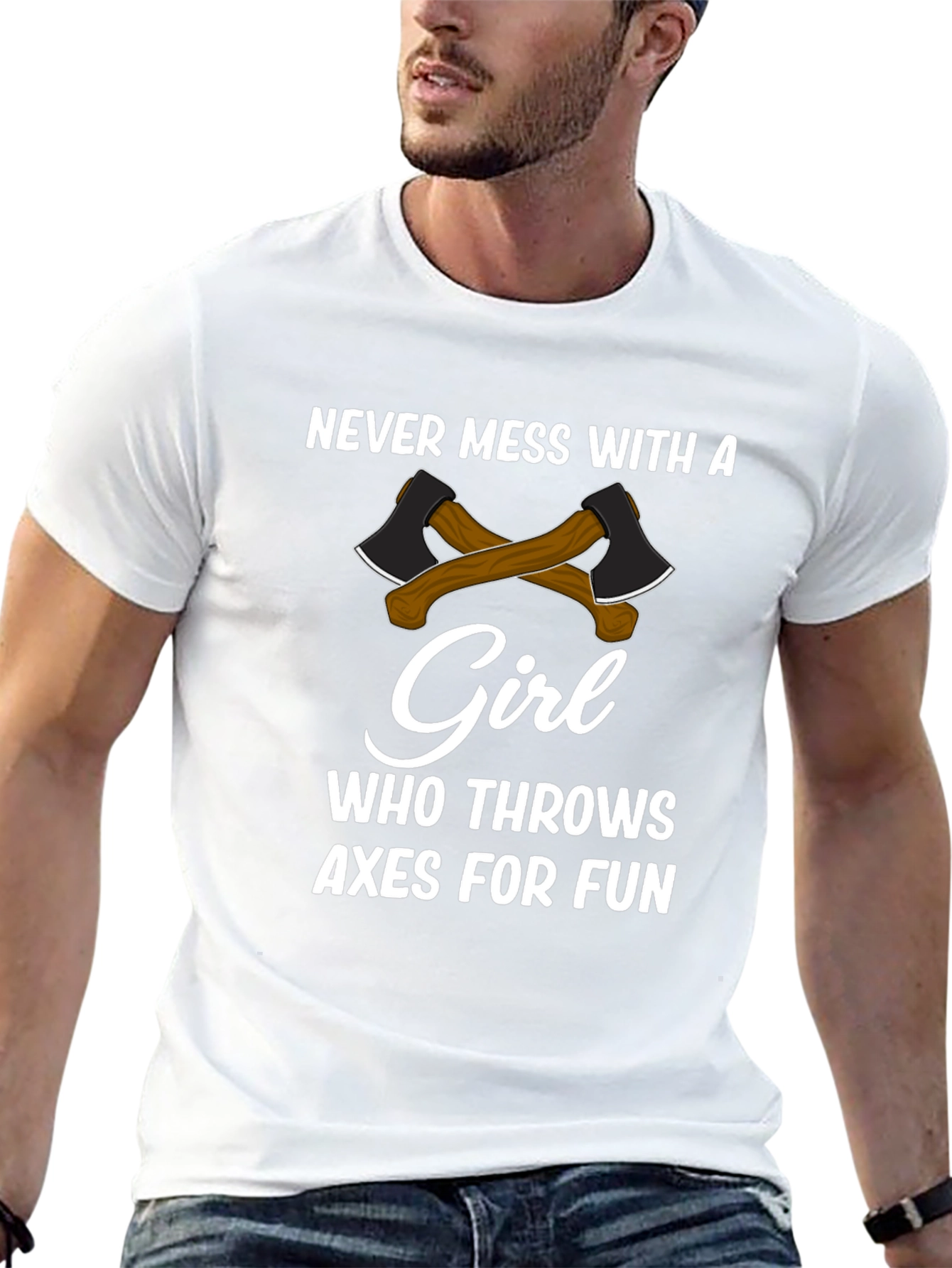 Black Never Mess With a Girl Axe Throwing T-Shirt view 13