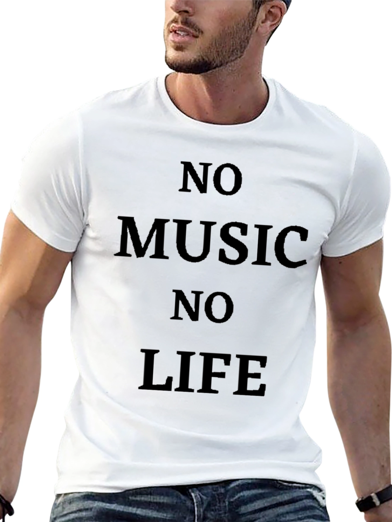 Black No Music No Life Black Graphic T-Shirt view 13