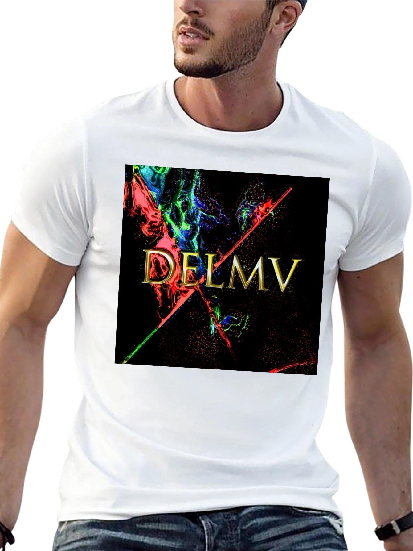 Black DELMV Abstract Graphic Black T-Shirt view 13
