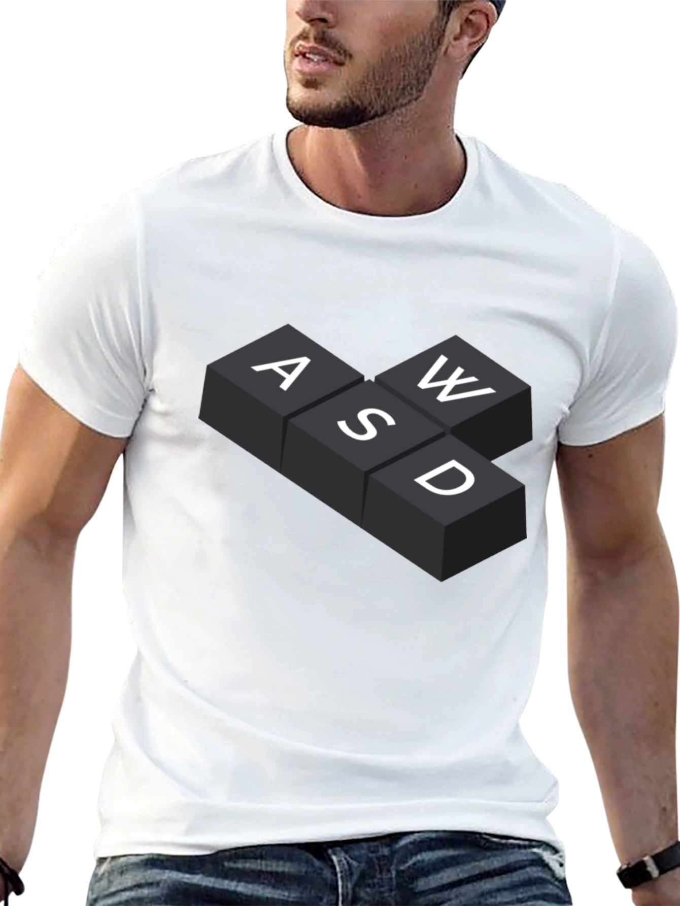 Black WASD Gaming Keys T-Shirt - Black view 13
