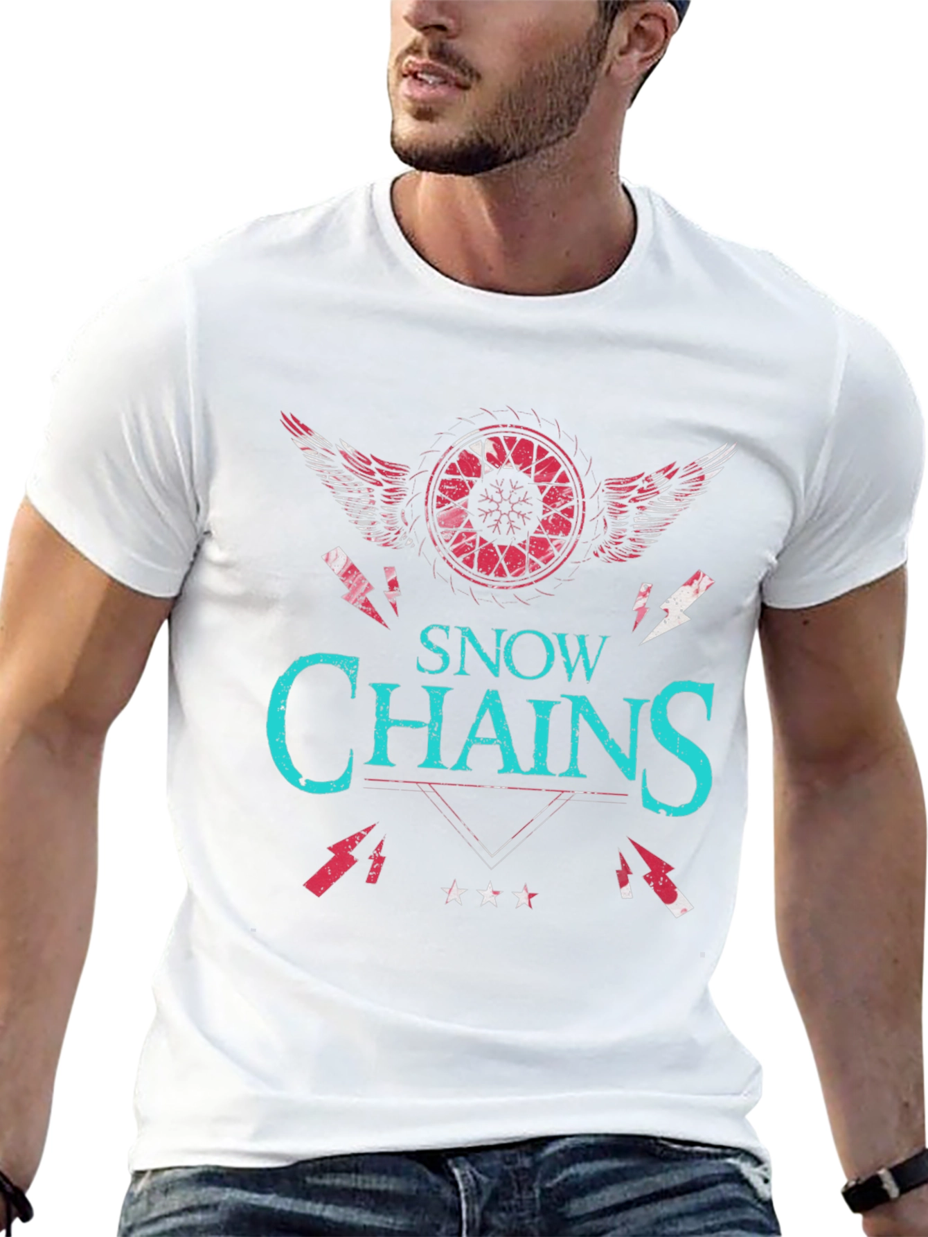 Black Snow Chains Graphic T-Shirt - Unique Design view 13