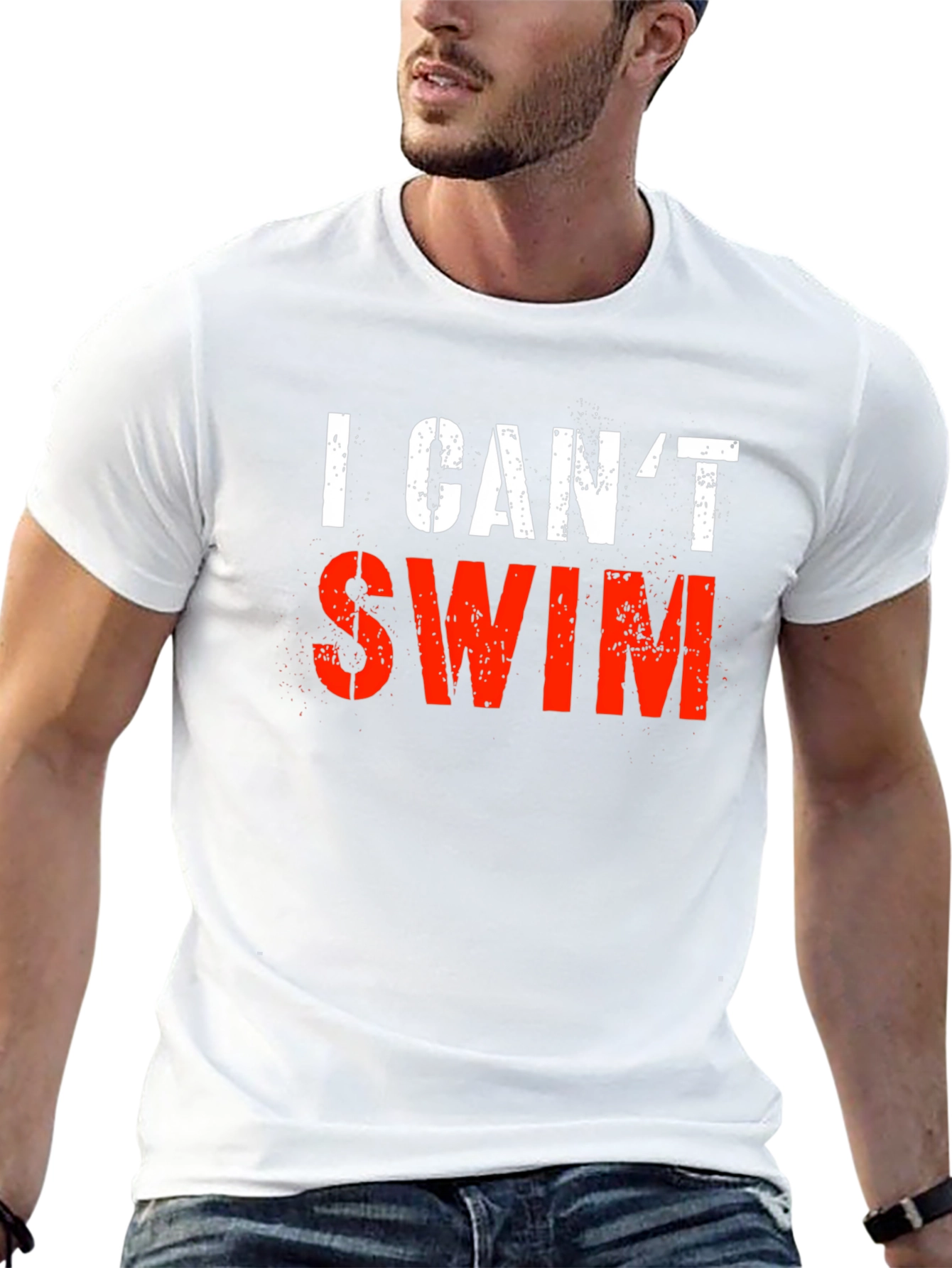 Black I Can't Swim Graphic Tee - Black Cotton T-Shirt view 13