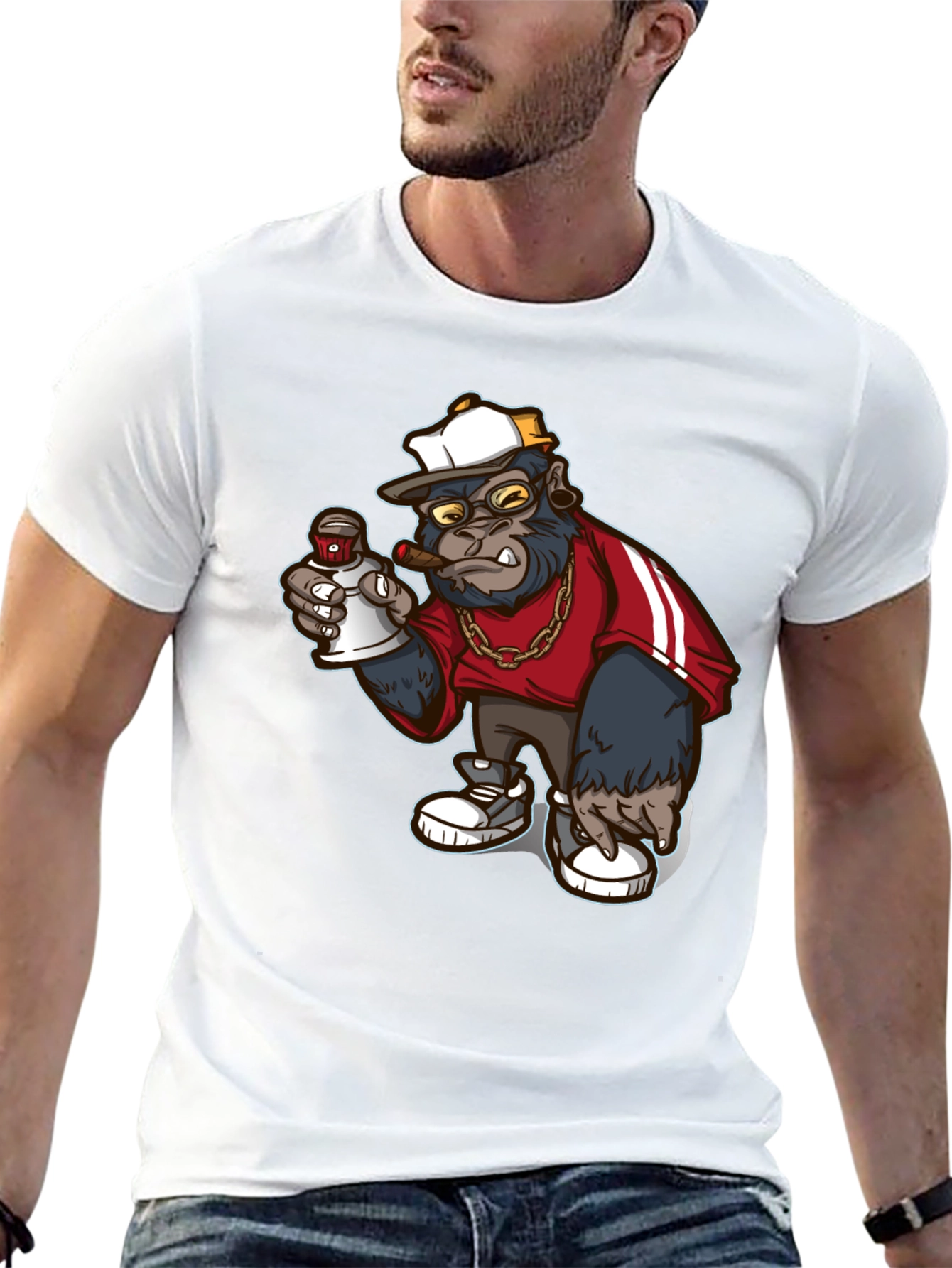 Black Cool Gorilla Graphic Tee - Streetwear Style view 13